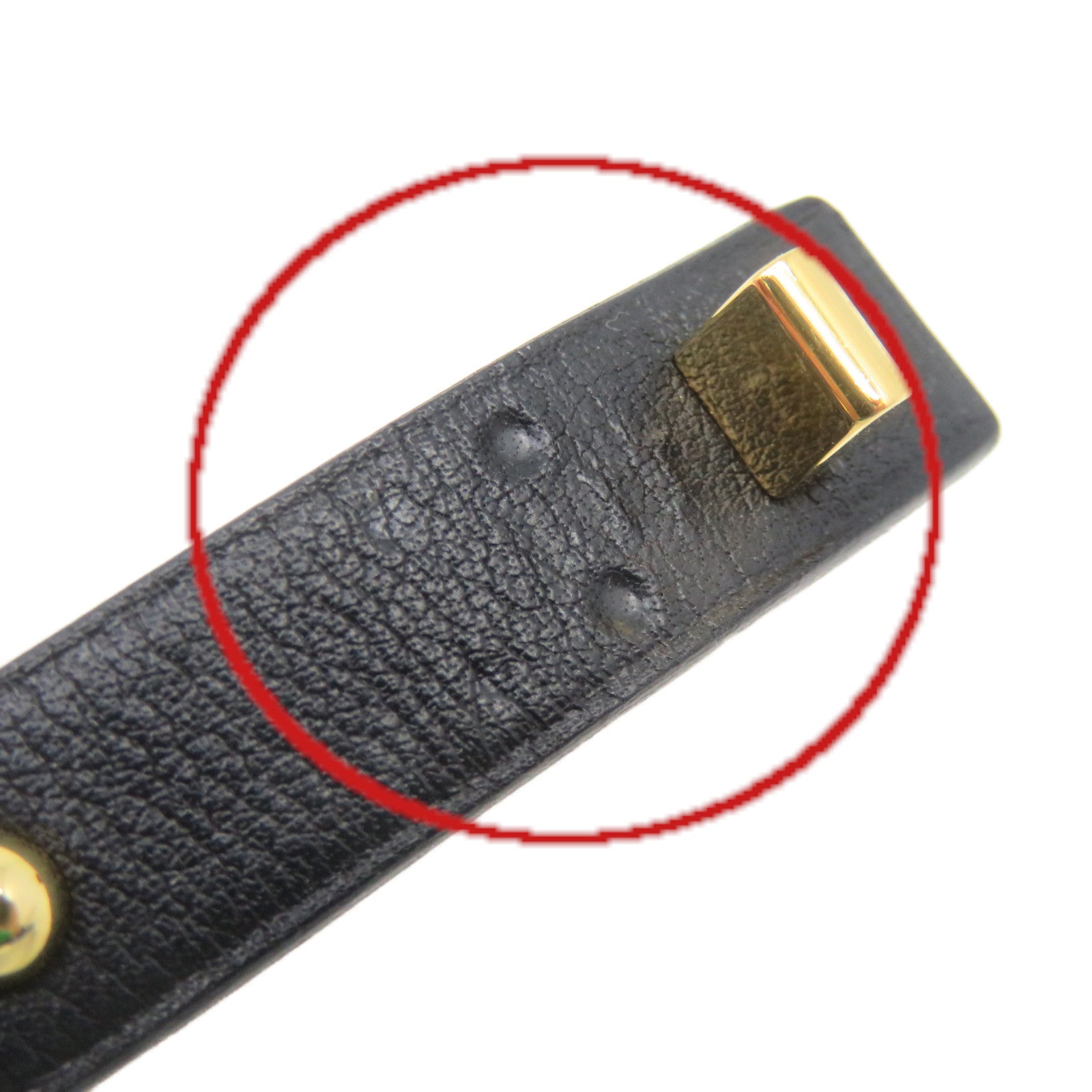 HERMES Leather Studs Bracelet T1 Gold Buckle Bracelet Black/Gold