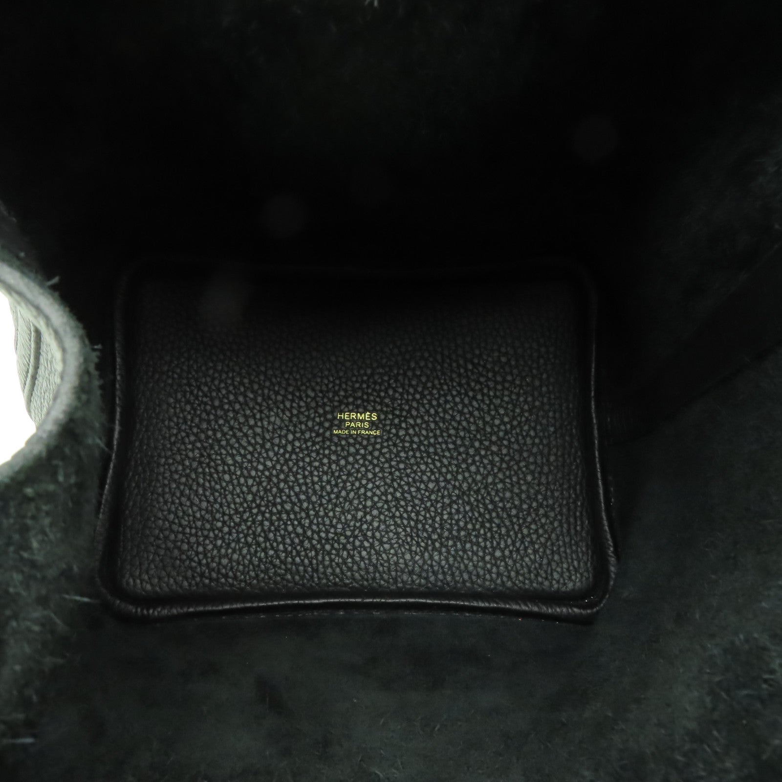 HERMES Clemence皮革Picotin PM金扣手挽袋Noir黑色