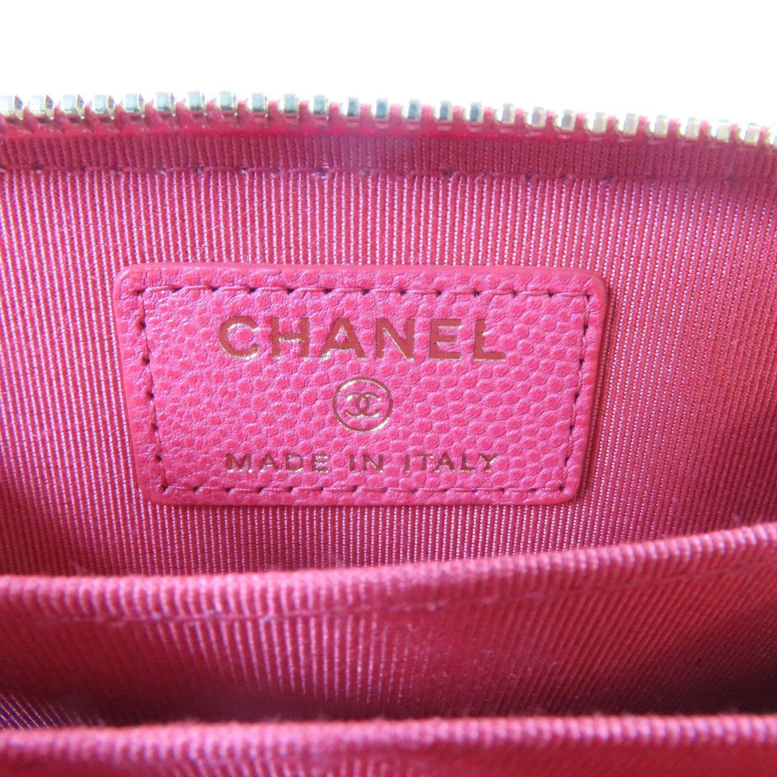 CHANEL 菱格Caviar皮革Card Case金扣卡片套粉紅色