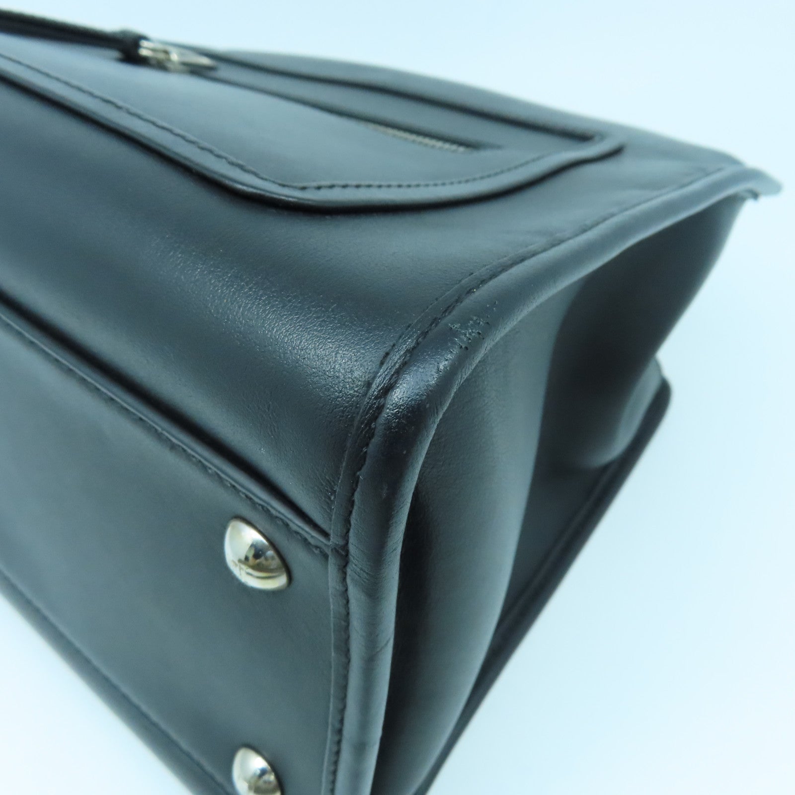 FENDI Cowhide Leather Runaway Gold Buckle/Silver Buckle Handle Shoulder Bag Black