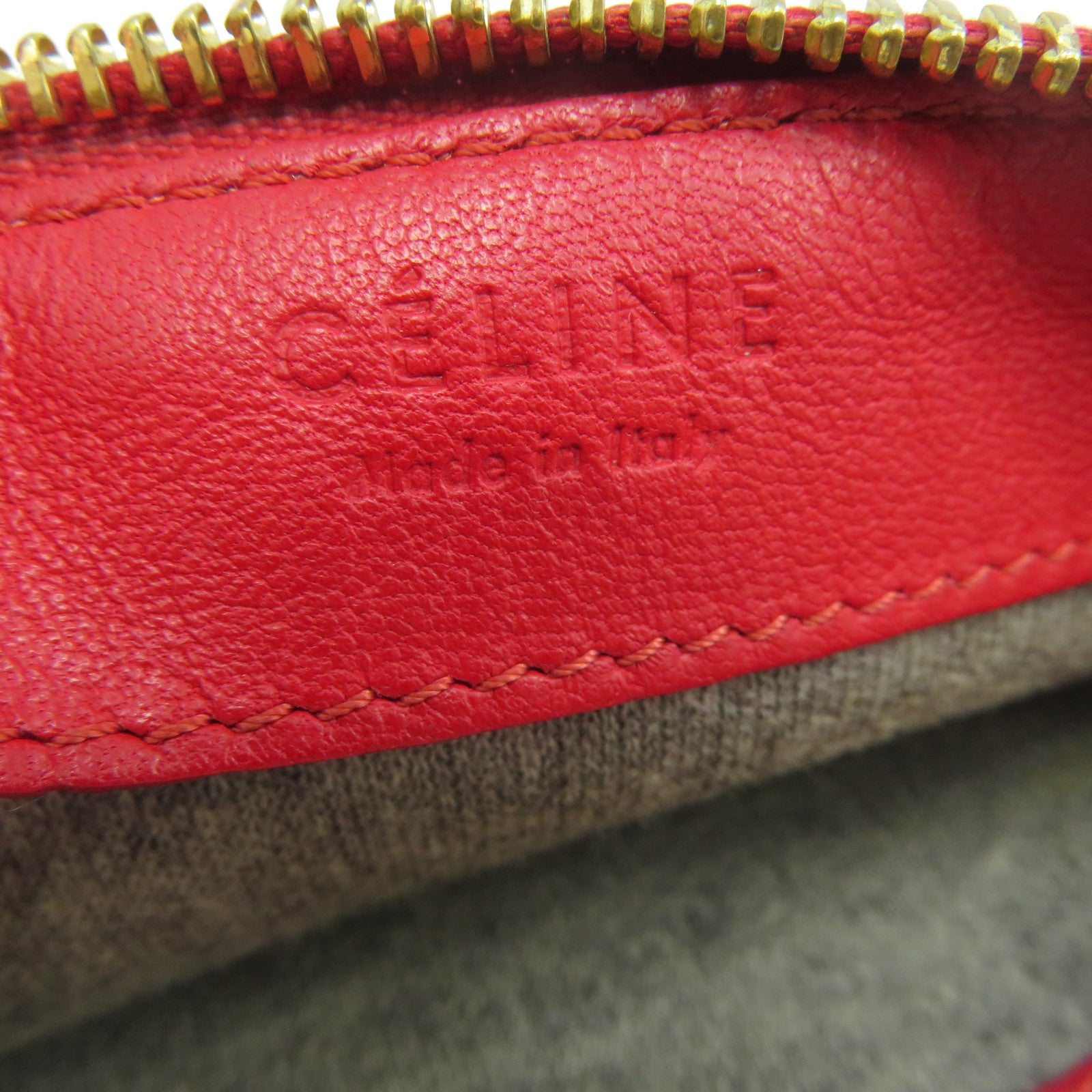 CELINE 羊皮皮革Trio Shoulder Bag金扣肩背袋紅色