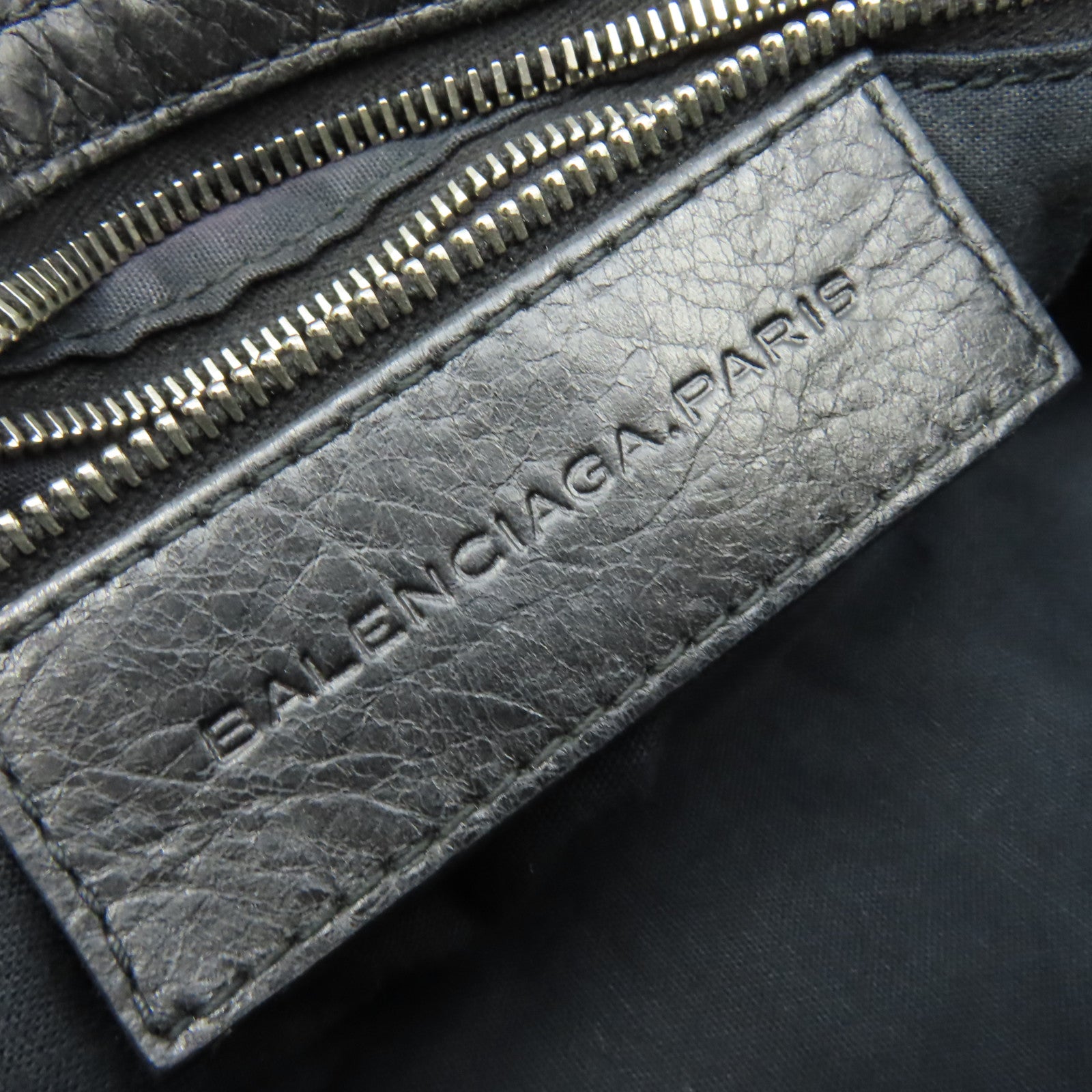 BALENCIAGA 羊皮皮革City 2Way Shoulder Bag銀扣手挽肩背兩用袋黑色