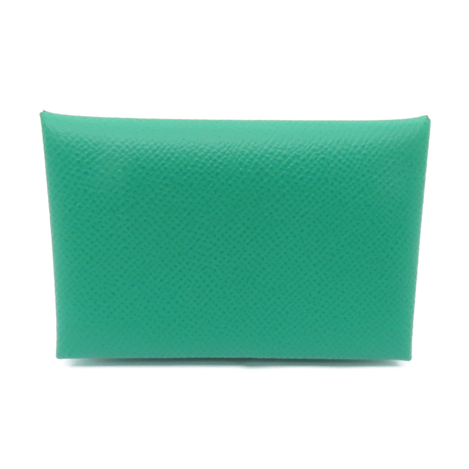 HERMES Epsom皮革Calvi Card Case銀扣卡片套Vert Jade綠色