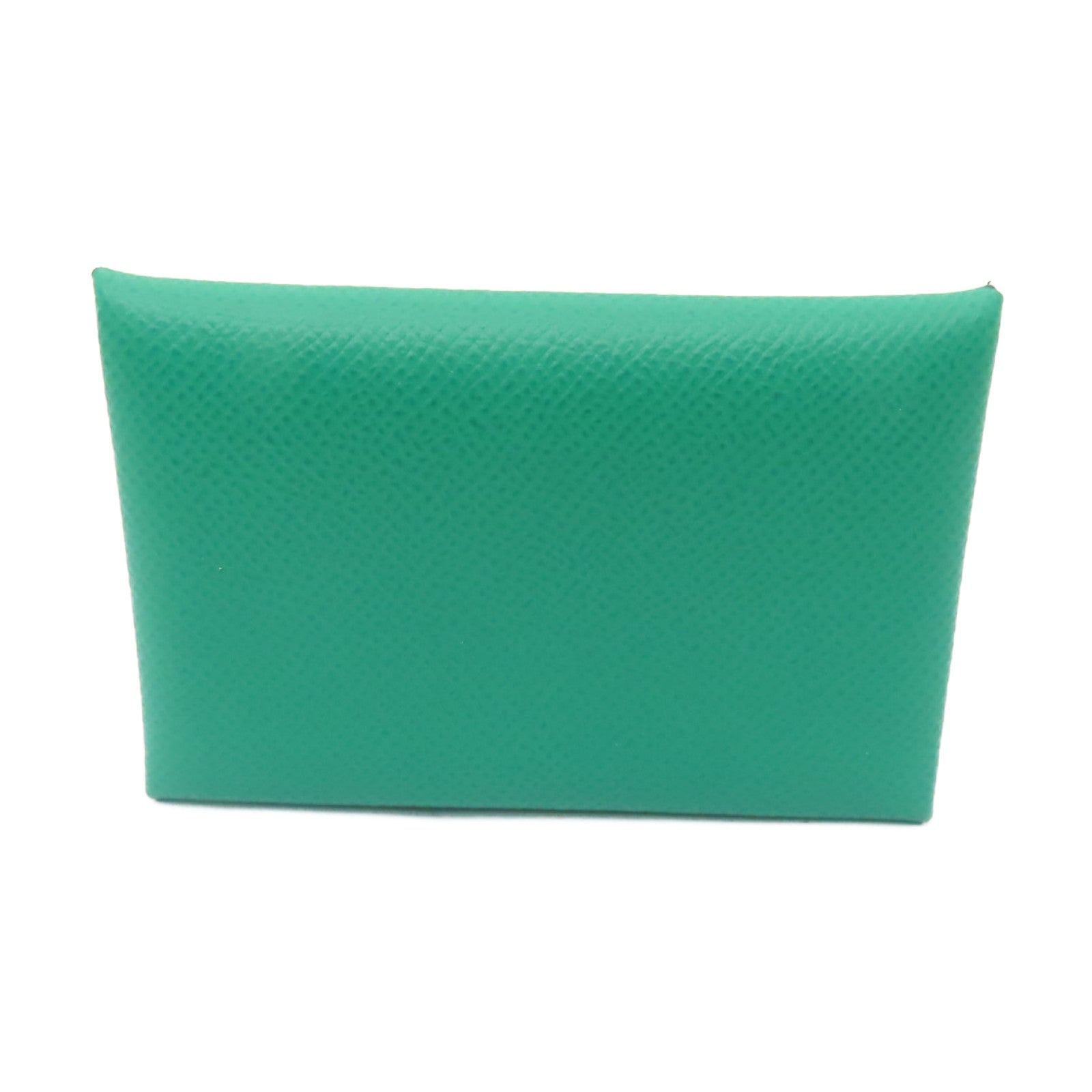 HERMES Epsom皮革Calvi Card Case銀扣卡片套Vert Jade綠色