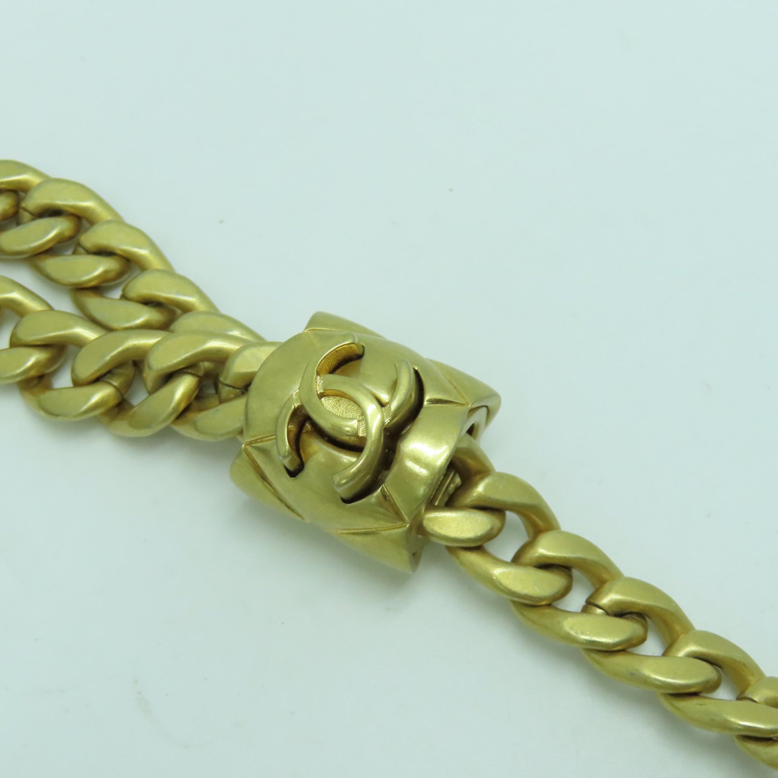 CHANEL 菱格羊皮皮革Chain Shoulder Bag金扣鏈帶肩背袋啡色