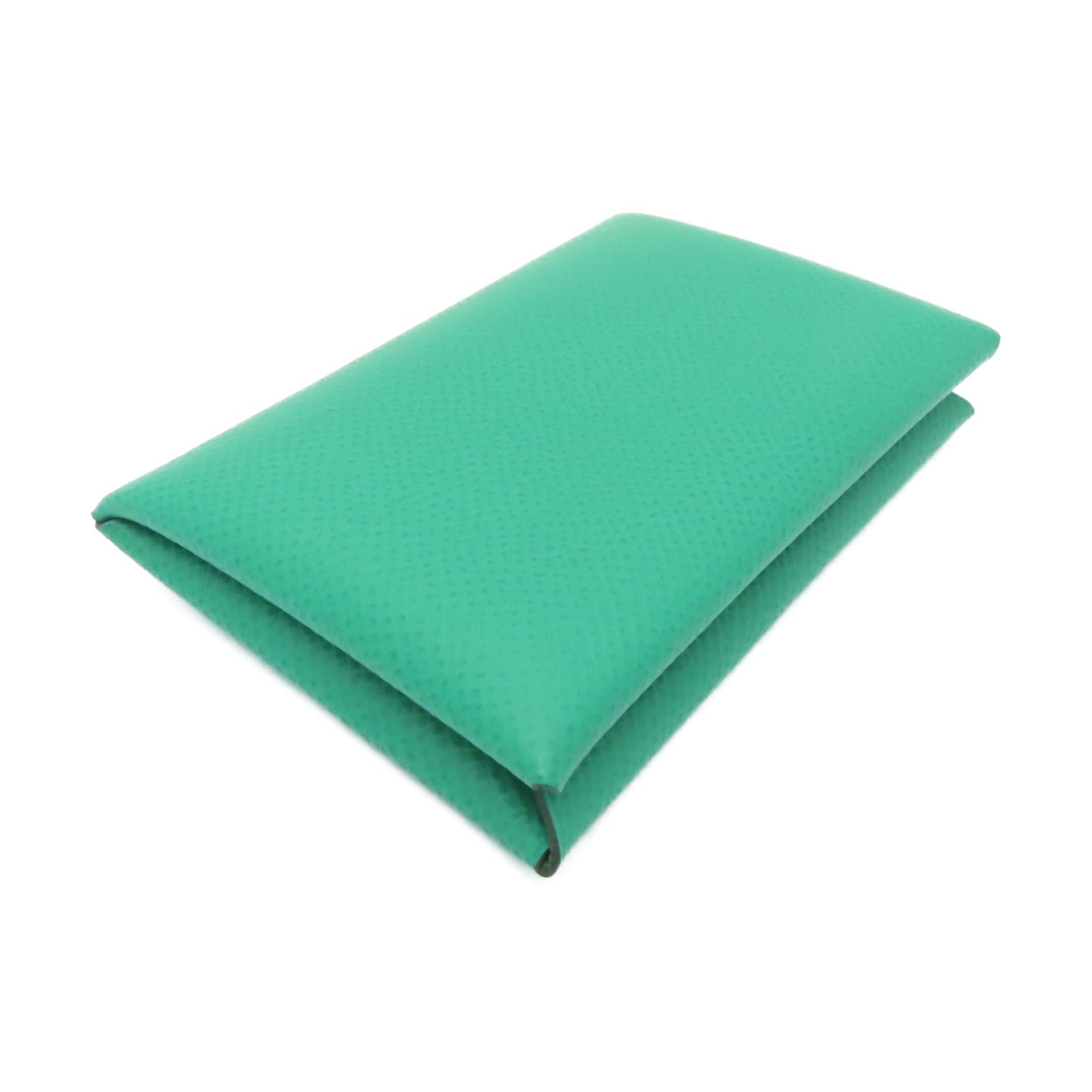 HERMES Epsom皮革Calvi Card Case銀扣卡片套Vert Jade綠色