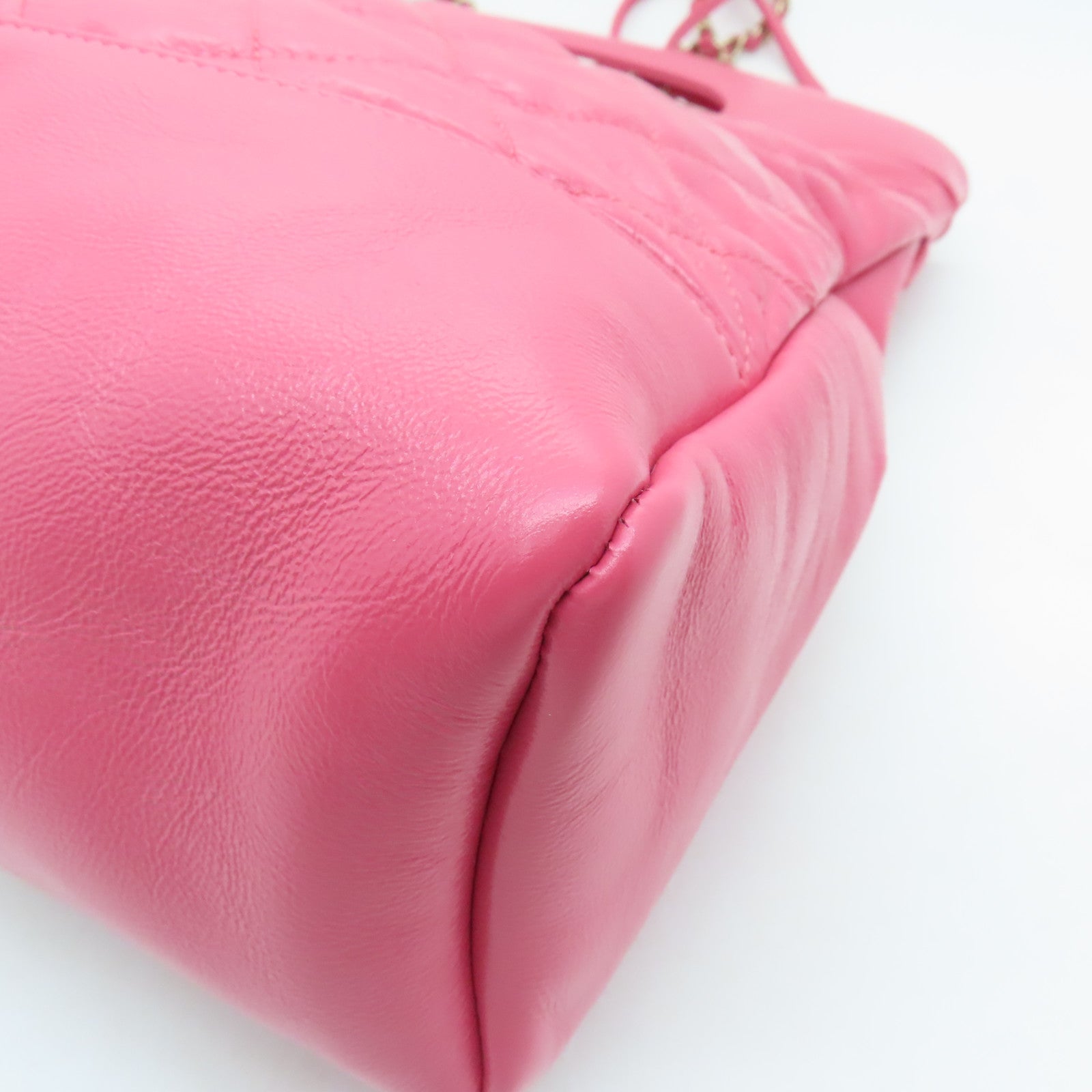 CHANEL 菱格Aged Calf皮革2way Shoulder Bag金扣手挽肩背兩用袋粉紅色