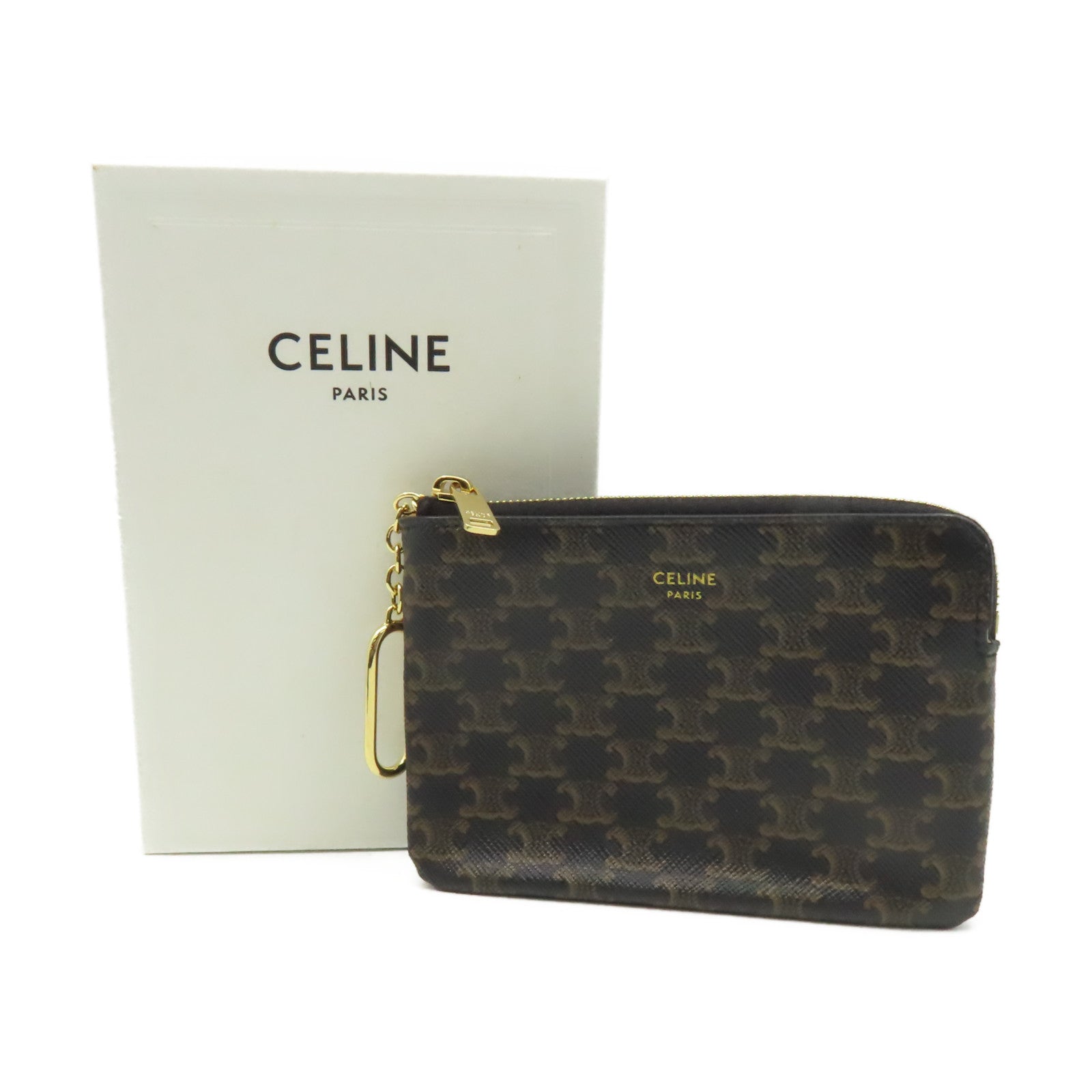 CELINE Triomphe帆布Coin & Card Pouch零錢卡套啡色