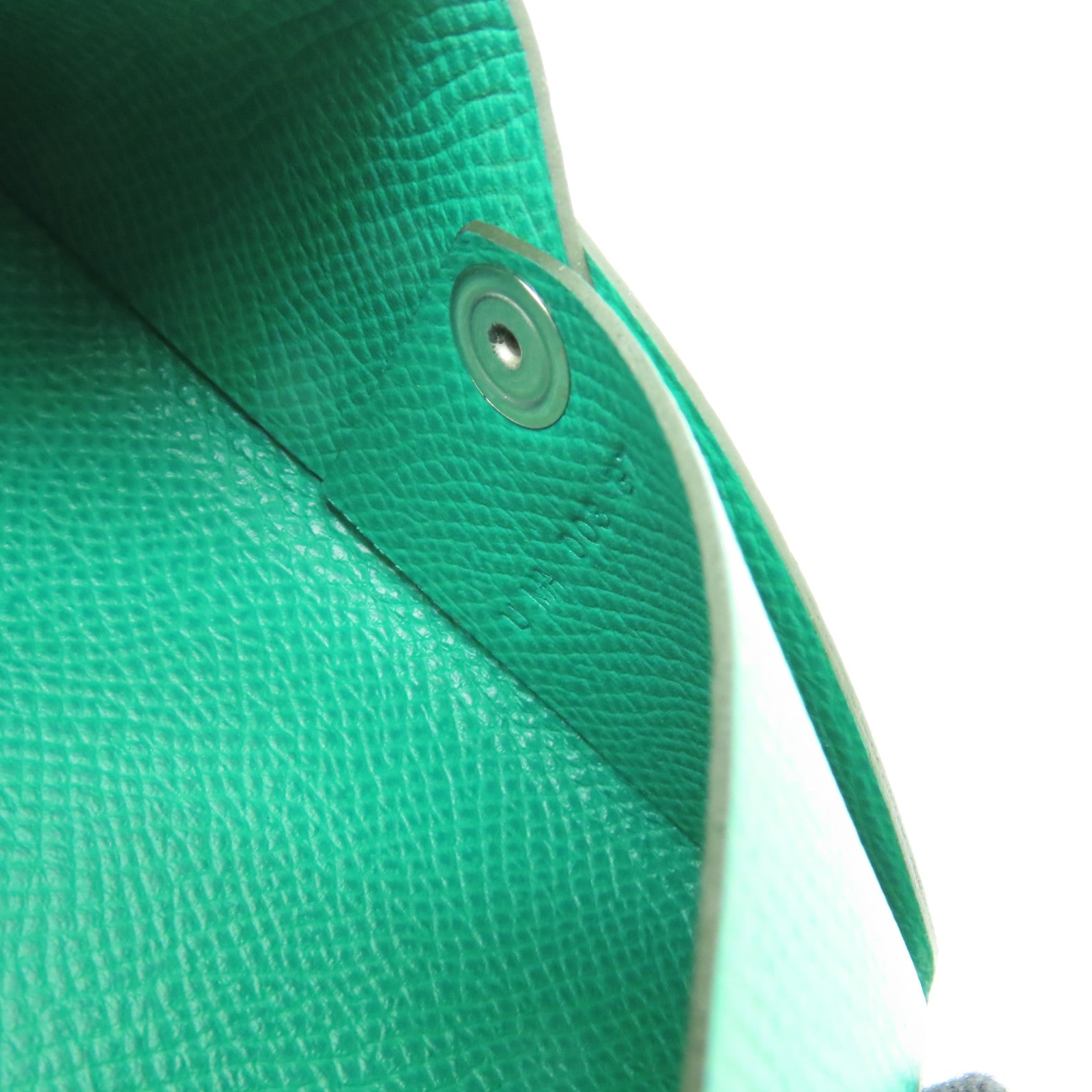 HERMES Epsom皮革Calvi Card Case銀扣卡片套Vert Jade綠色