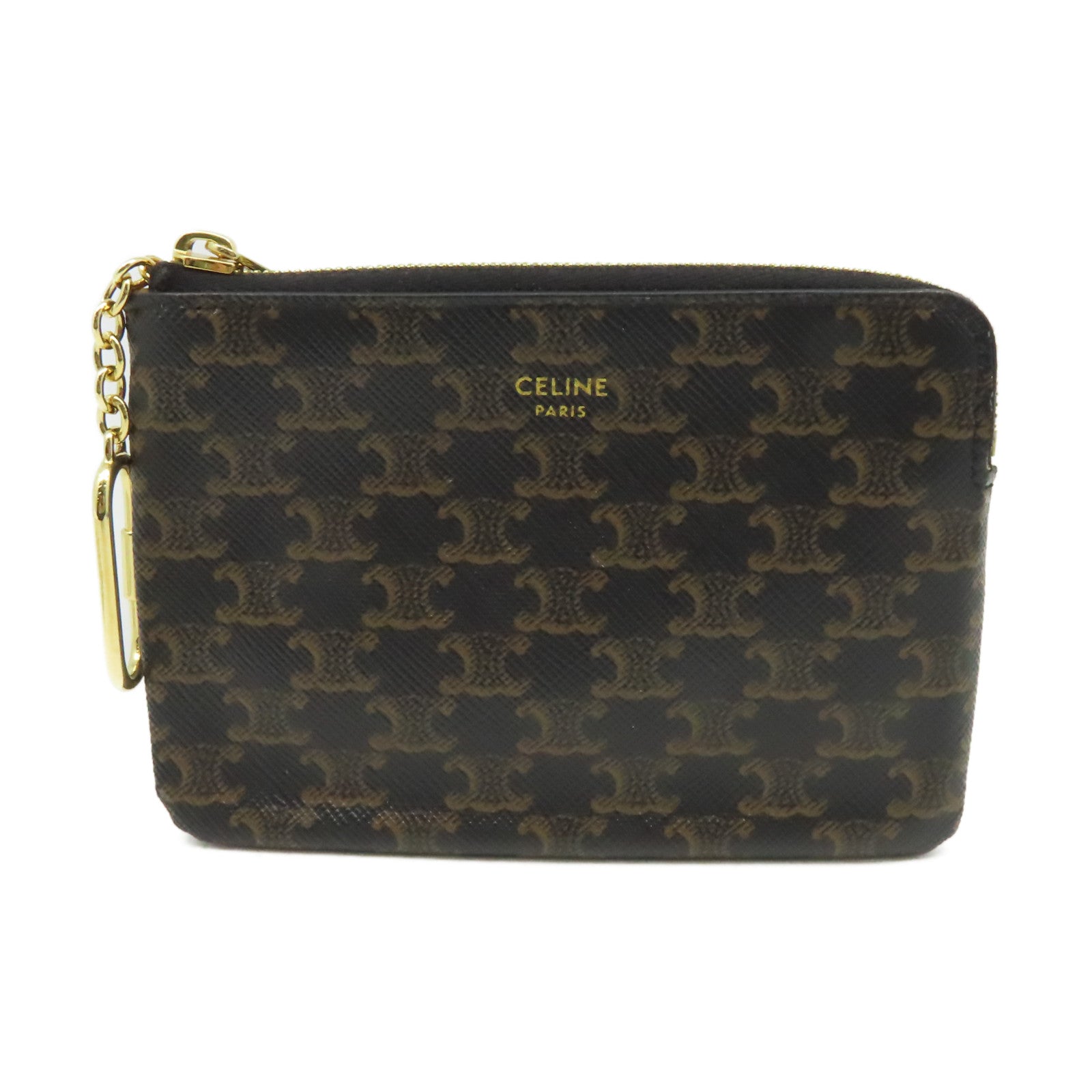 CELINE Triomphe帆布Coin & Card Pouch零錢卡套啡色