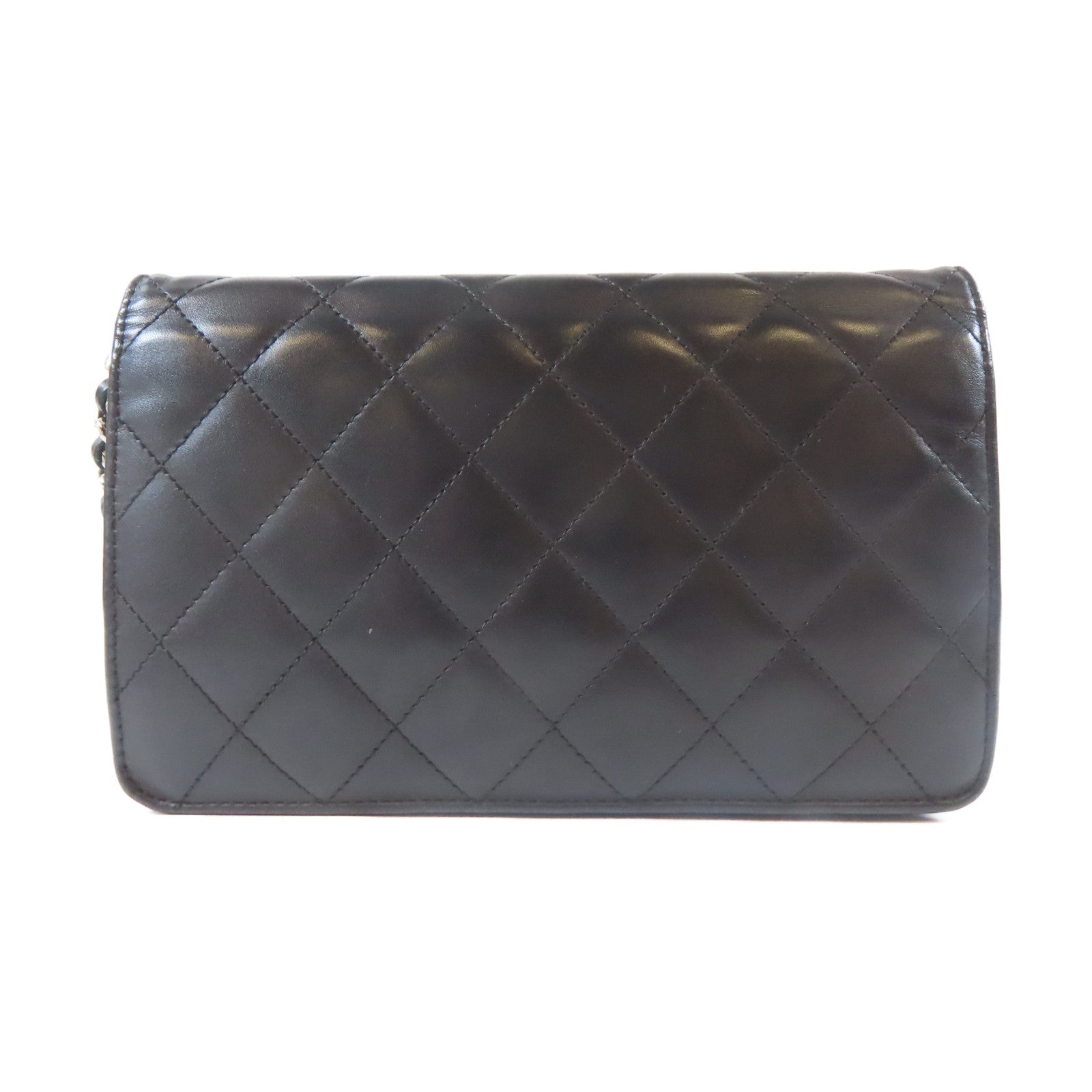 CHANEL 菱格牛皮皮革Cambon Wallet On Chain銀扣鏈帶肩背袋黑色