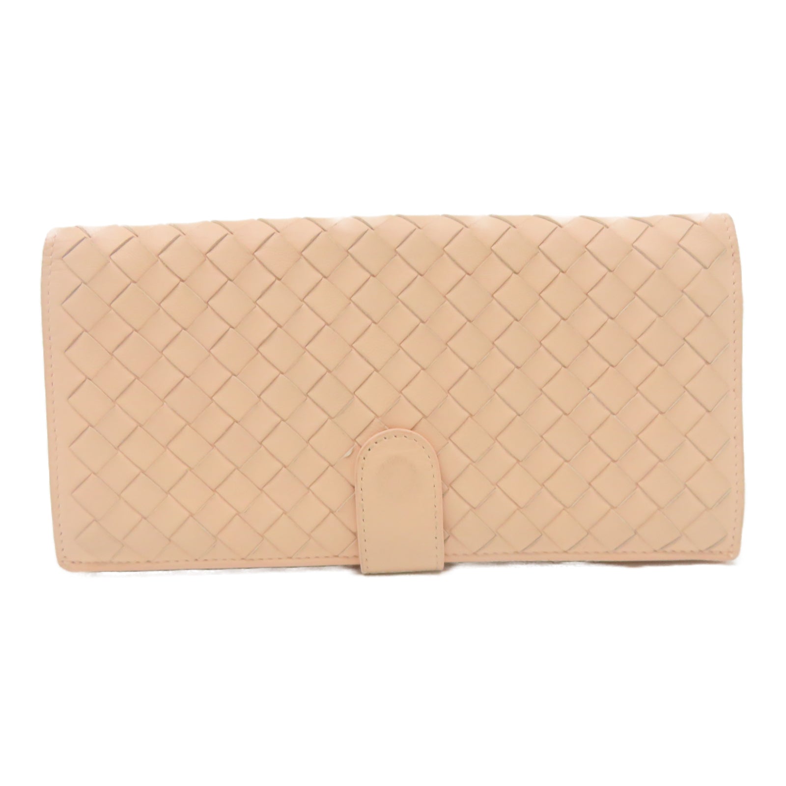 BOTTEGA VENETA 【激減優惠】羊皮皮革Wallet銀扣長錢包粉紅色