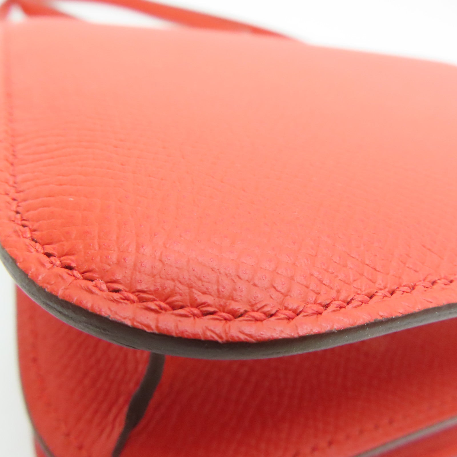 HERMES 【激减优惠】Epsom皮革Constace Mini银扣肩背袋Capucine/红色