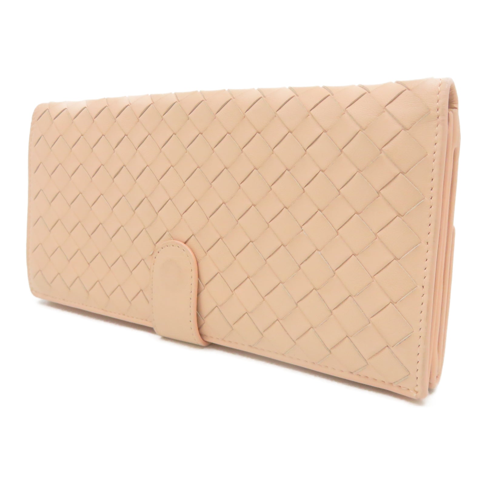 BOTTEGA VENETA 【激減優惠】羊皮皮革Wallet銀扣長錢包粉紅色