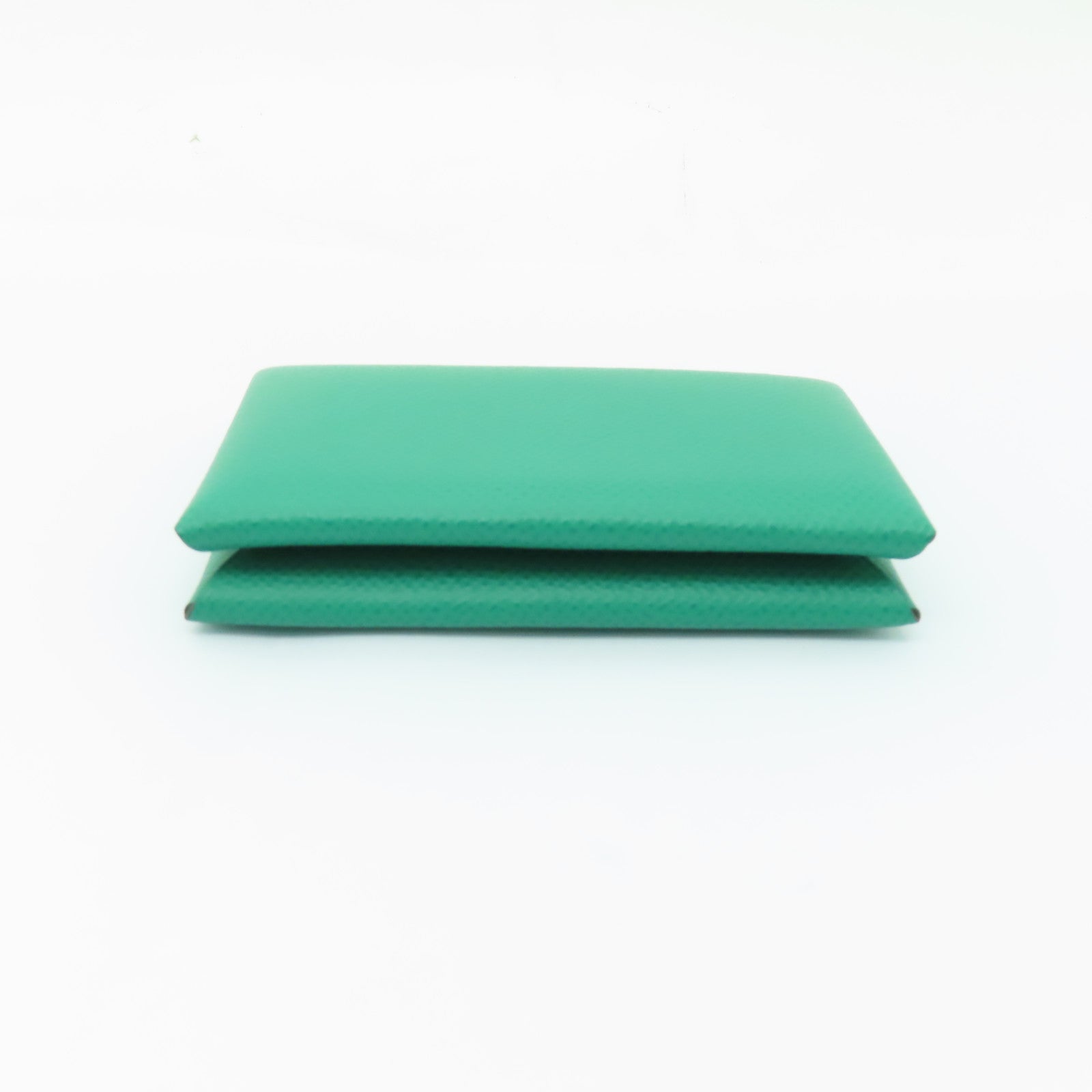 HERMES Epsom皮革Calvi Card Case銀扣卡片套Vert Jade綠色