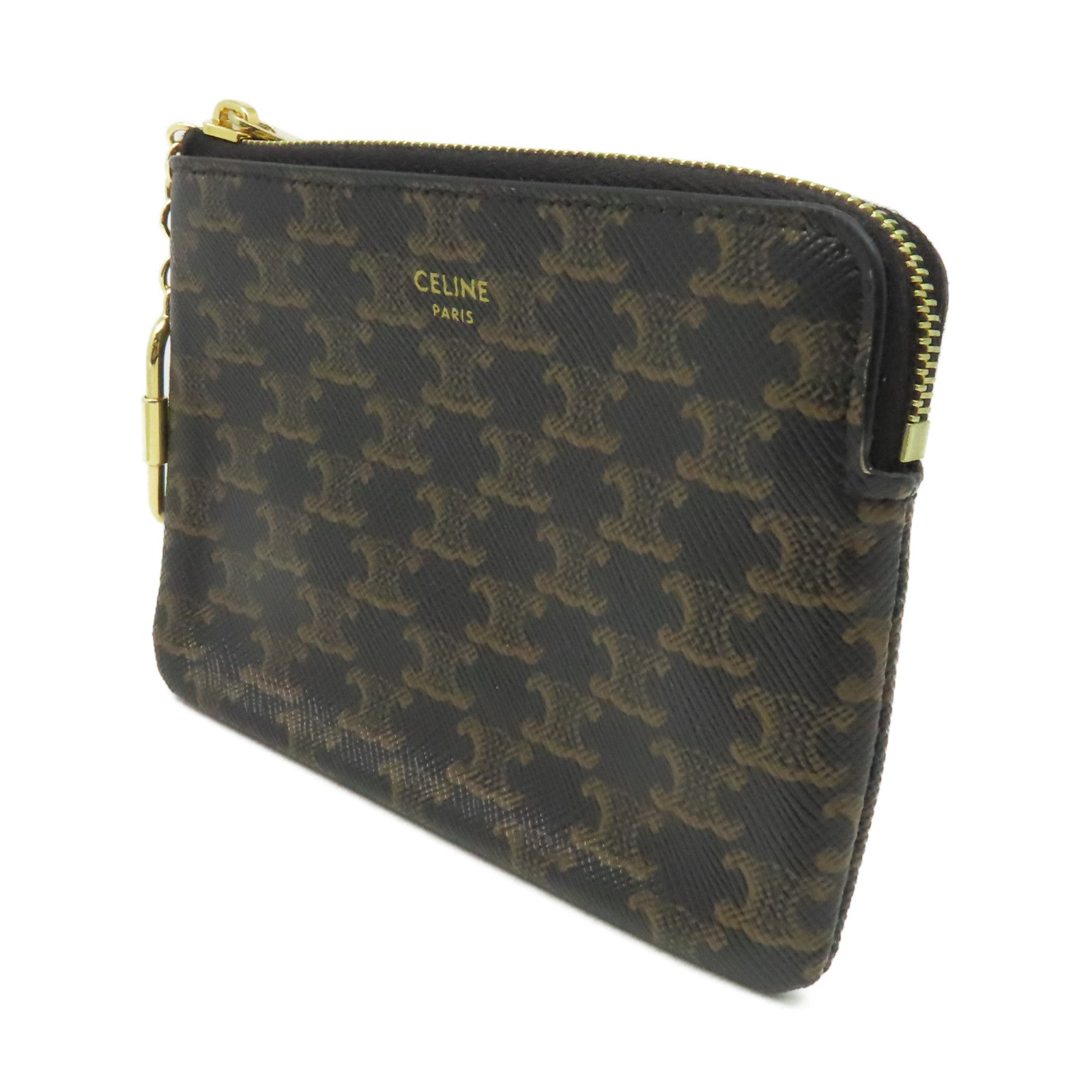 CELINE Triomphe帆布Coin & Card Pouch零錢卡套啡色