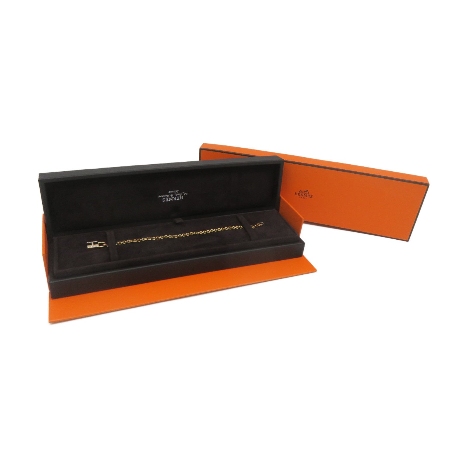HERMES 18Km玫瑰金Amulettes Cadenas Blaceret手鏈