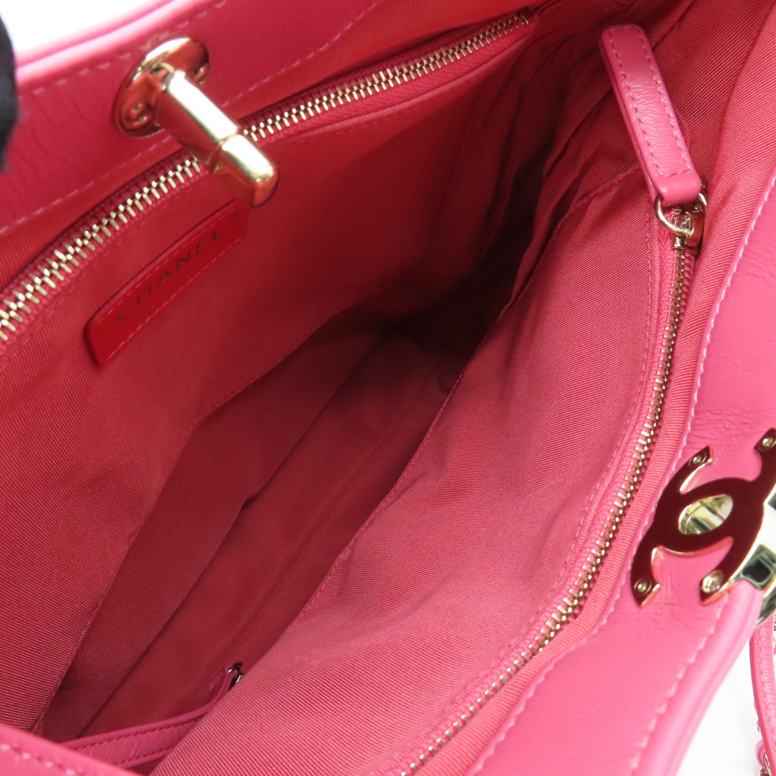 CHANEL 菱格Aged Calf皮革2way Shoulder Bag金扣手挽肩背兩用袋粉紅色