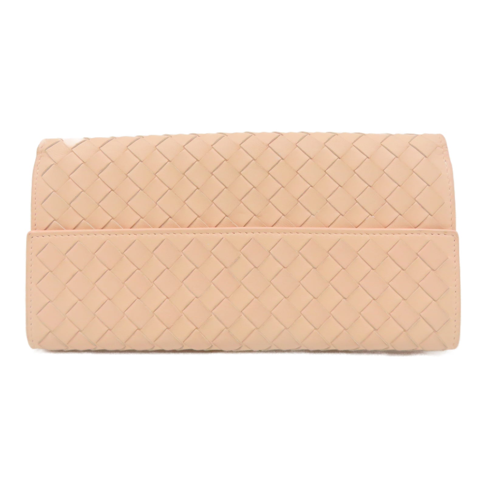 BOTTEGA VENETA 【激減優惠】羊皮皮革Wallet銀扣長錢包粉紅色
