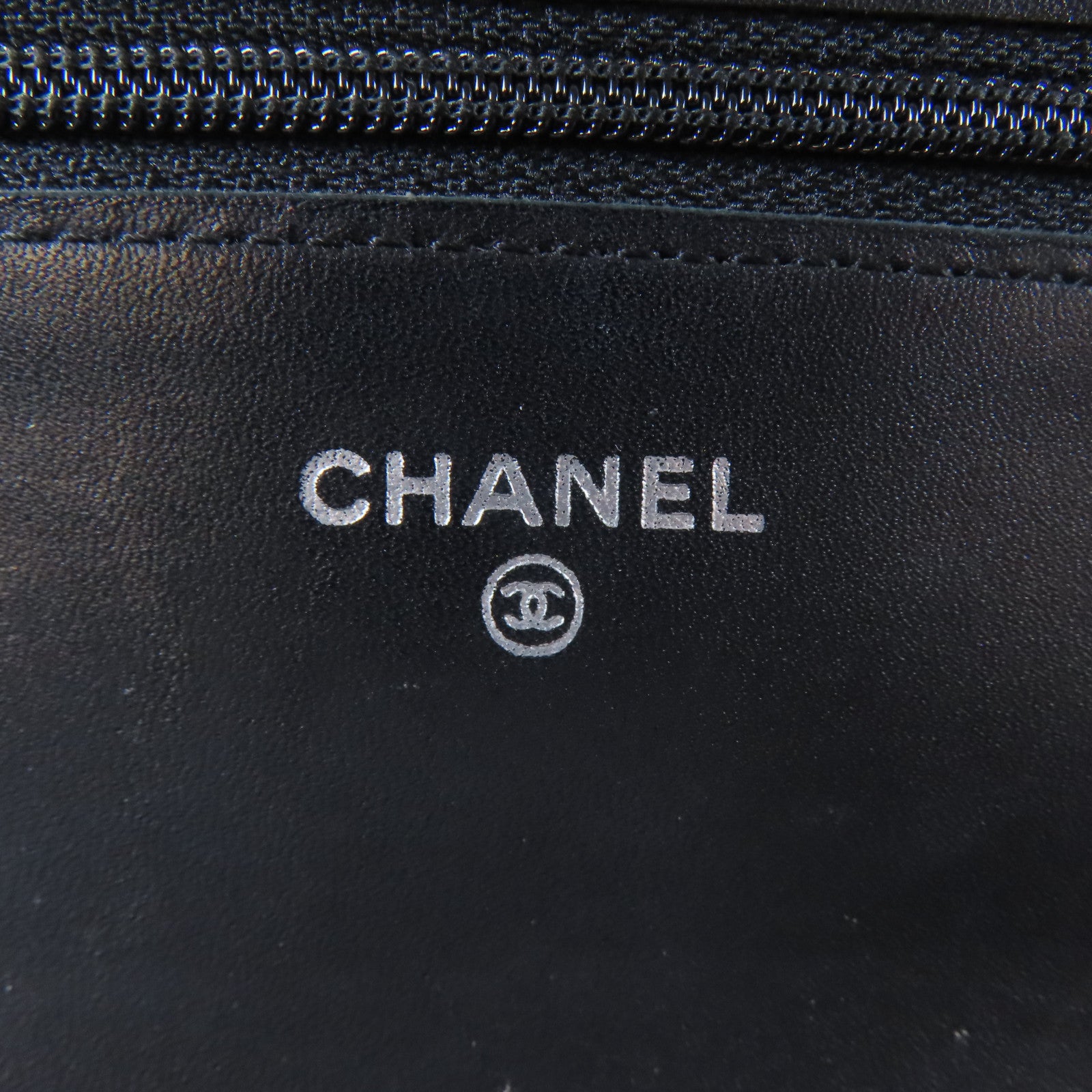 CHANEL 菱格牛皮皮革Cambon Wallet On Chain銀扣鏈帶肩背袋黑色