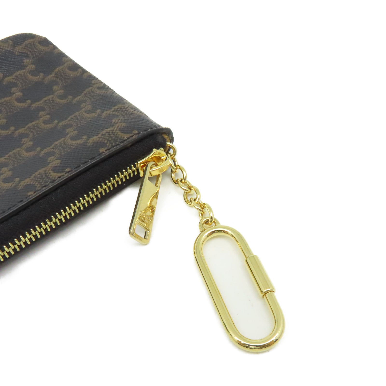 CELINE Triomphe帆布Coin & Card Pouch零錢卡套啡色