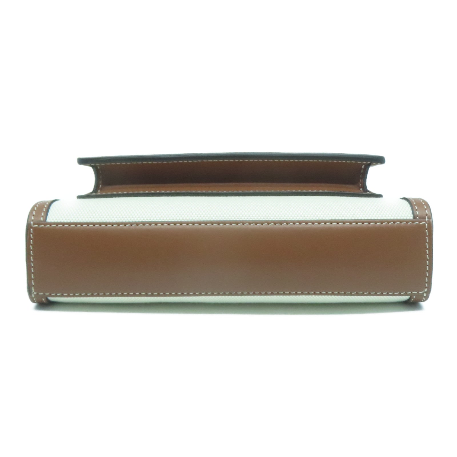 BURBERRY 皮革/帆布2 Way Shoulder Bag金扣手挽肩背兩用袋啡色/米色