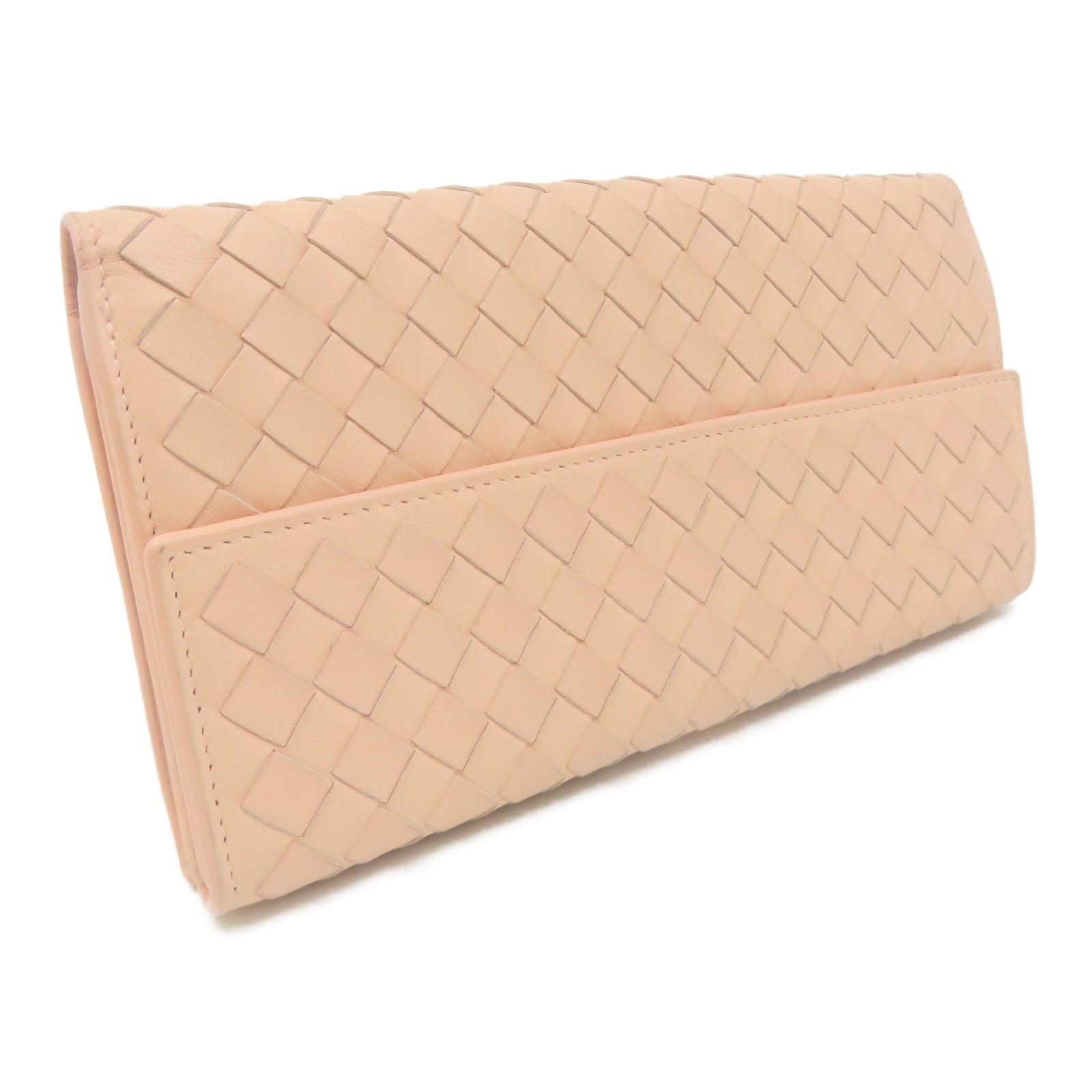 BOTTEGA VENETA 【激減優惠】羊皮皮革Wallet銀扣長錢包粉紅色