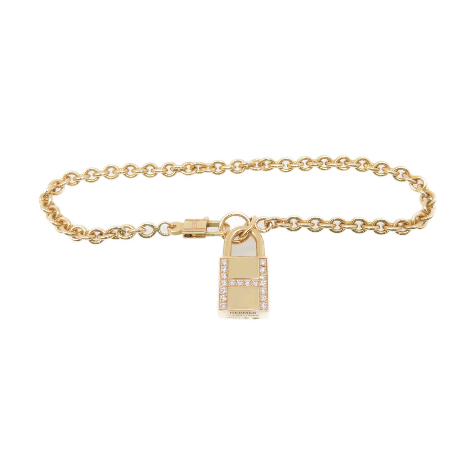 HERMES 18Km玫瑰金Amulettes Cadenas Blaceret手鏈