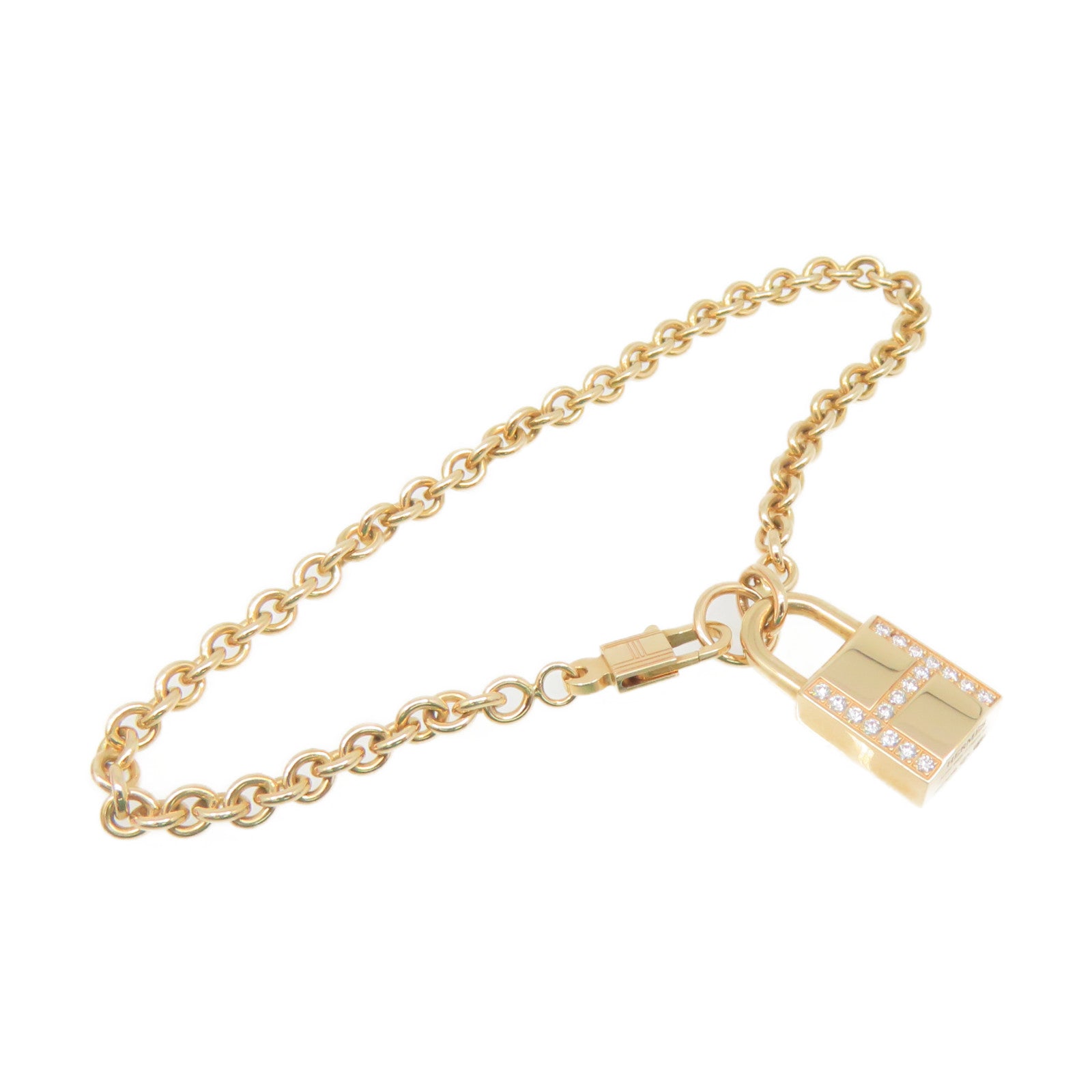 HERMES 18Km玫瑰金Amulettes Cadenas Blaceret手鏈