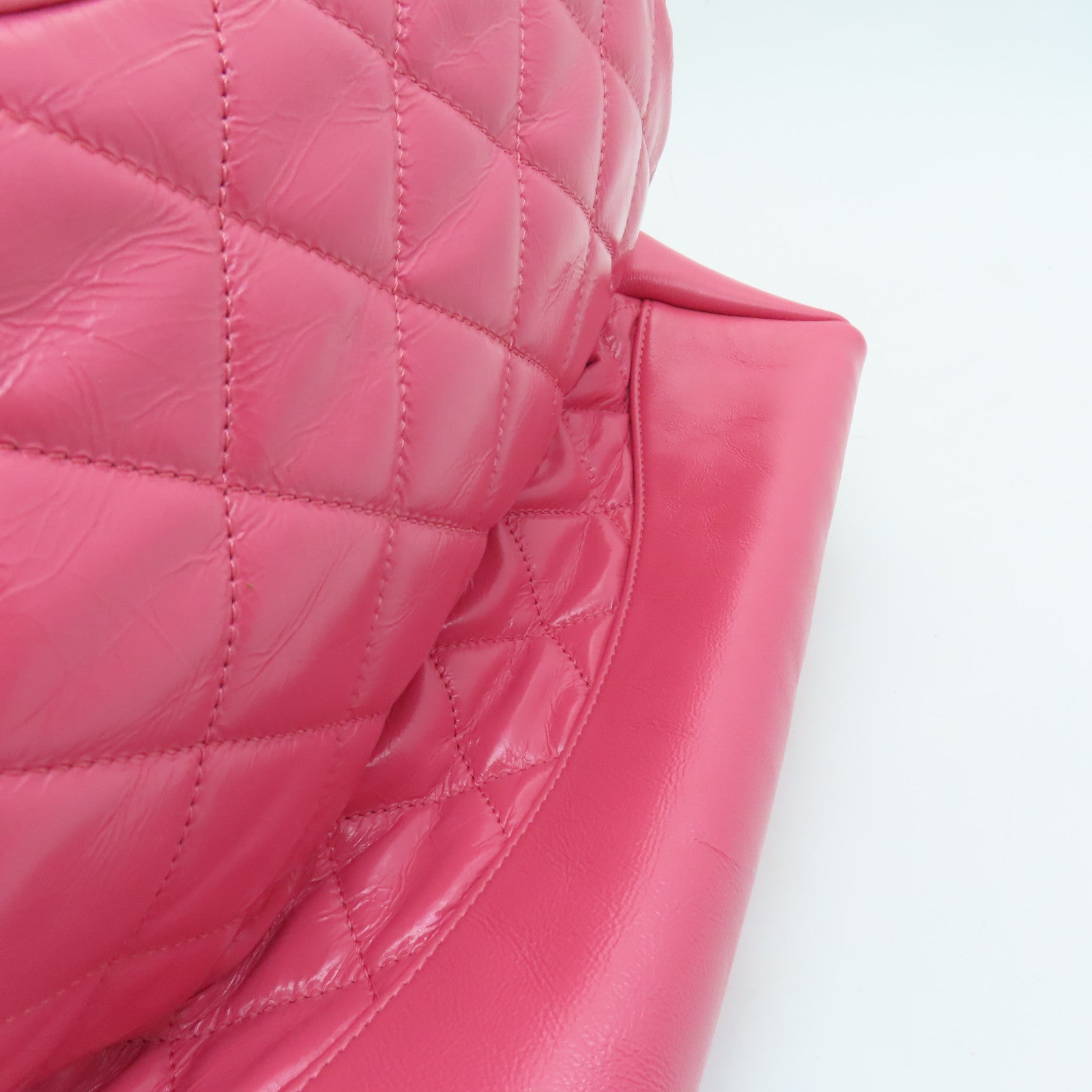 CHANEL 菱格Aged Calf皮革2way Shoulder Bag金扣手挽肩背兩用袋粉紅色