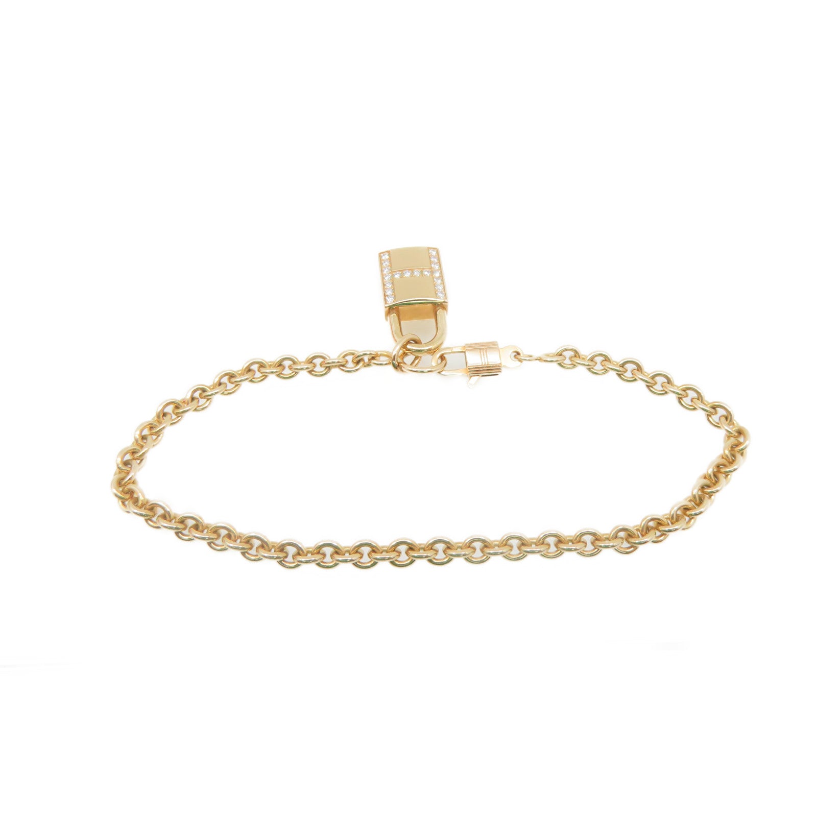 HERMES 18Km玫瑰金Amulettes Cadenas Blaceret手鏈