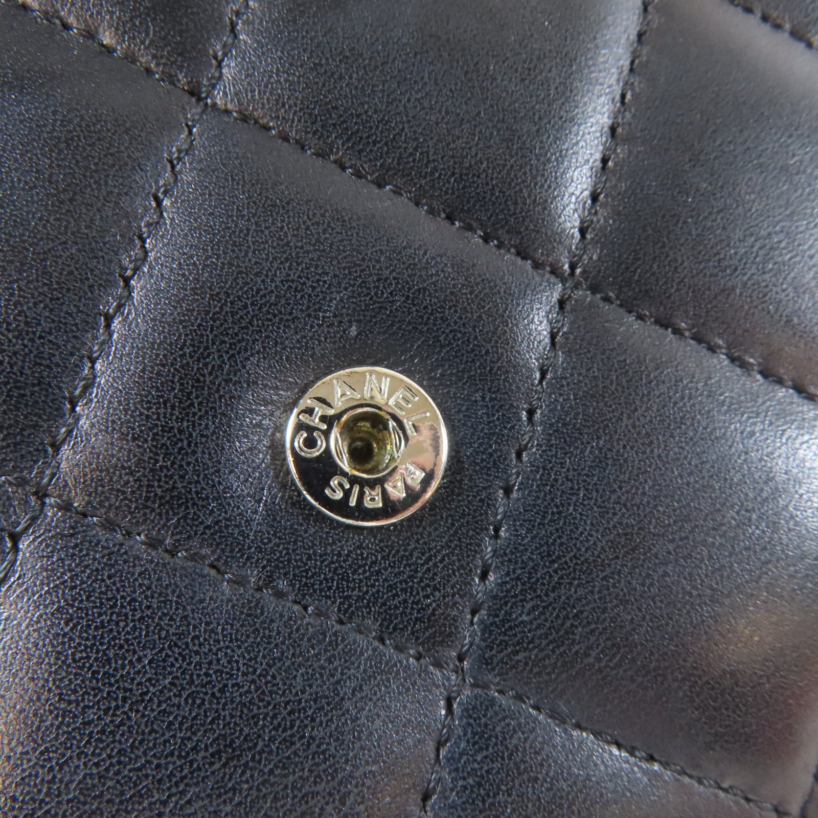 CHANEL 菱格牛皮皮革Cambon Wallet On Chain銀扣鏈帶肩背袋黑色