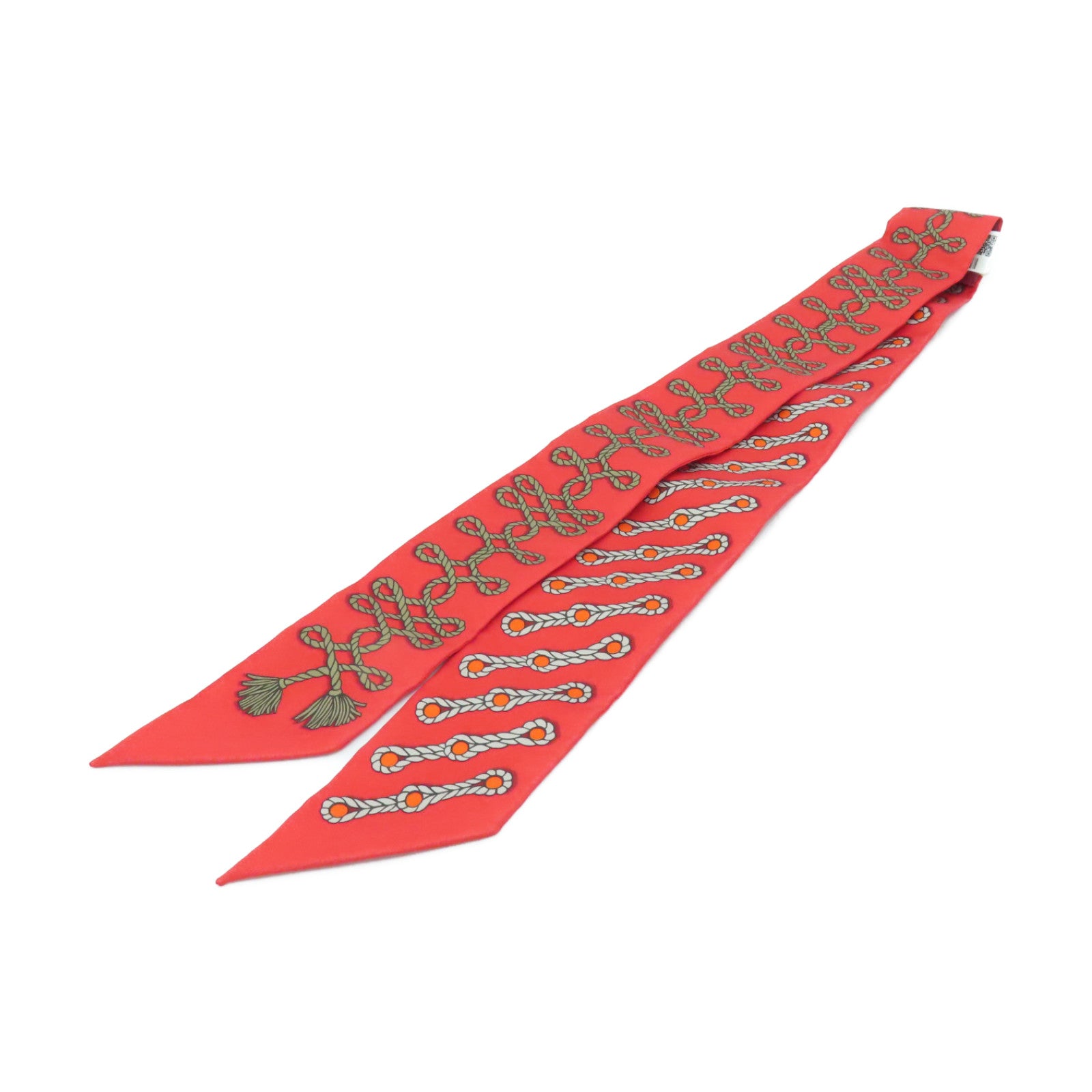 HERMES 絲質Twilly絲巾紅色/彩色