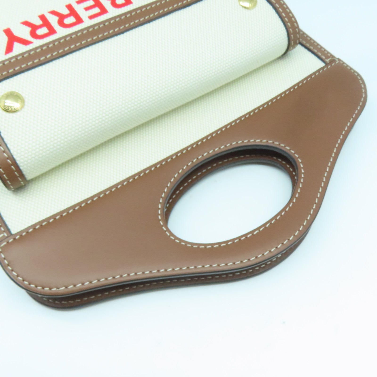 BURBERRY 皮革/帆布2 Way Shoulder Bag金扣手挽肩背兩用袋啡色/米色