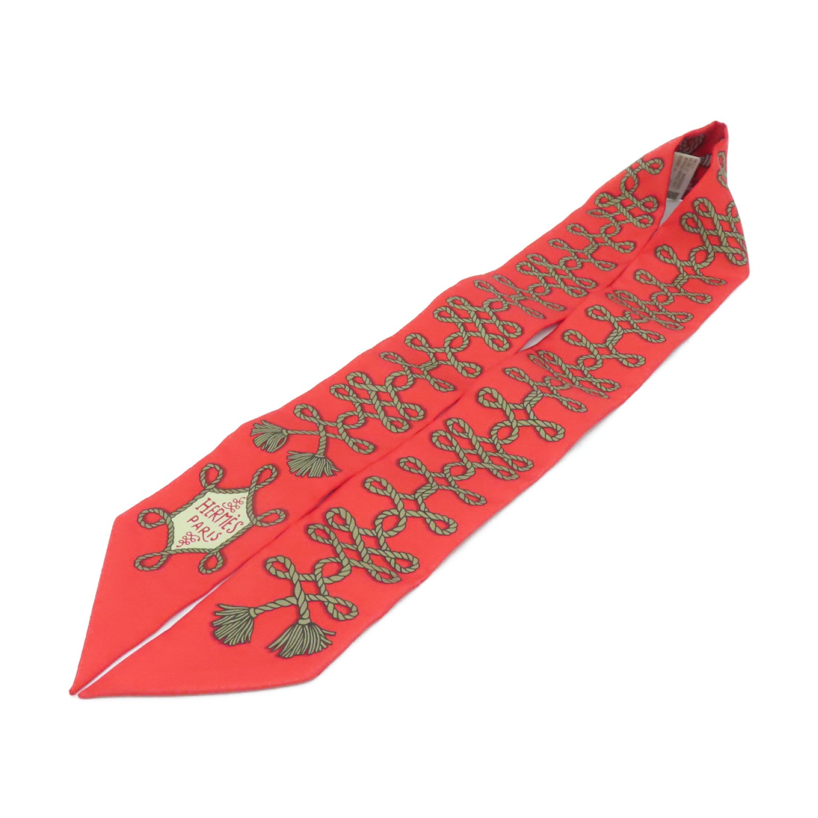 HERMES 絲質Twilly絲巾紅色/彩色