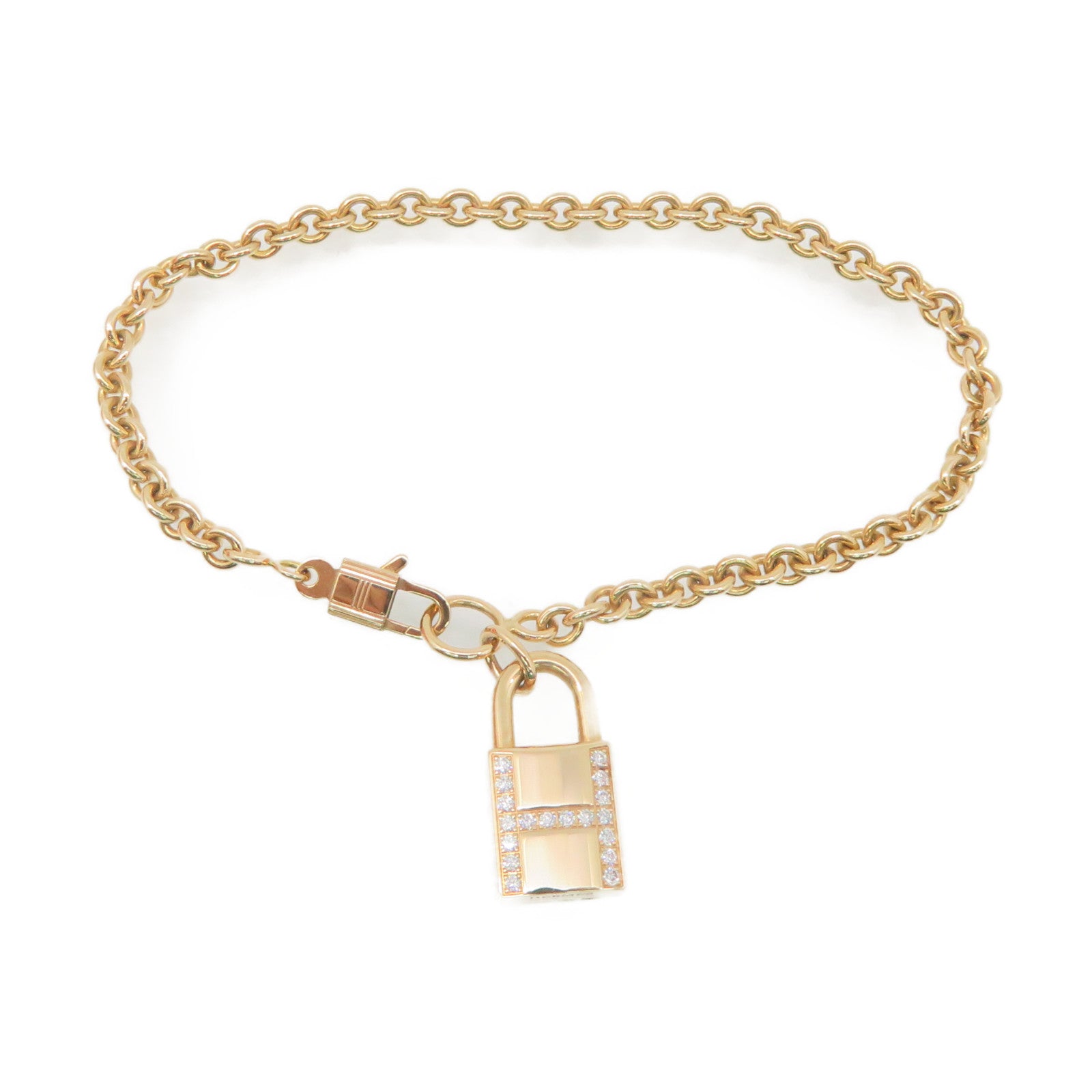 HERMES 18Km玫瑰金Amulettes Cadenas Blaceret手鏈