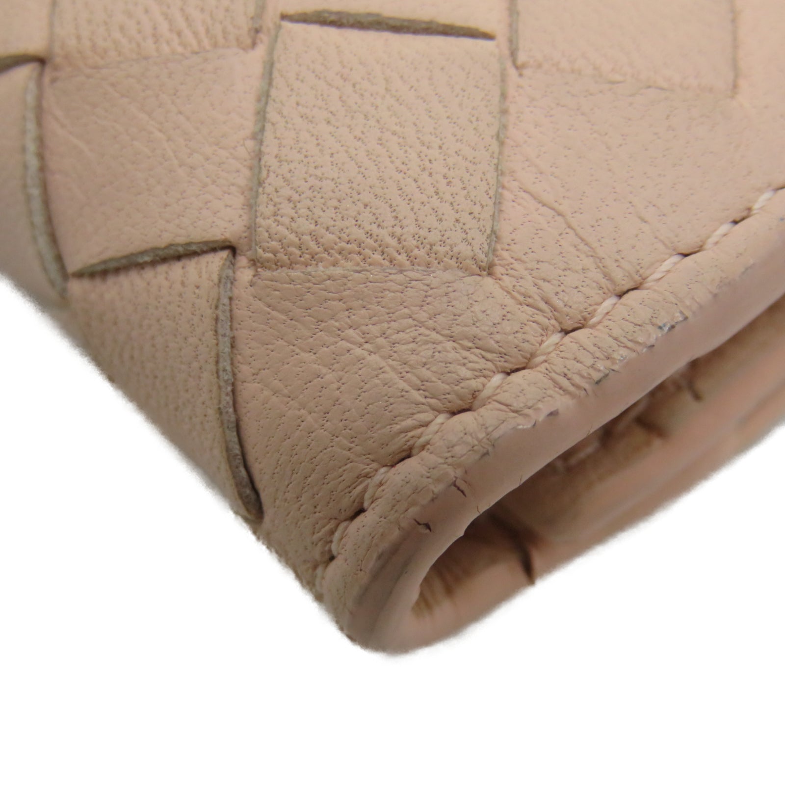 BOTTEGA VENETA 【激減優惠】羊皮皮革Wallet銀扣長錢包粉紅色