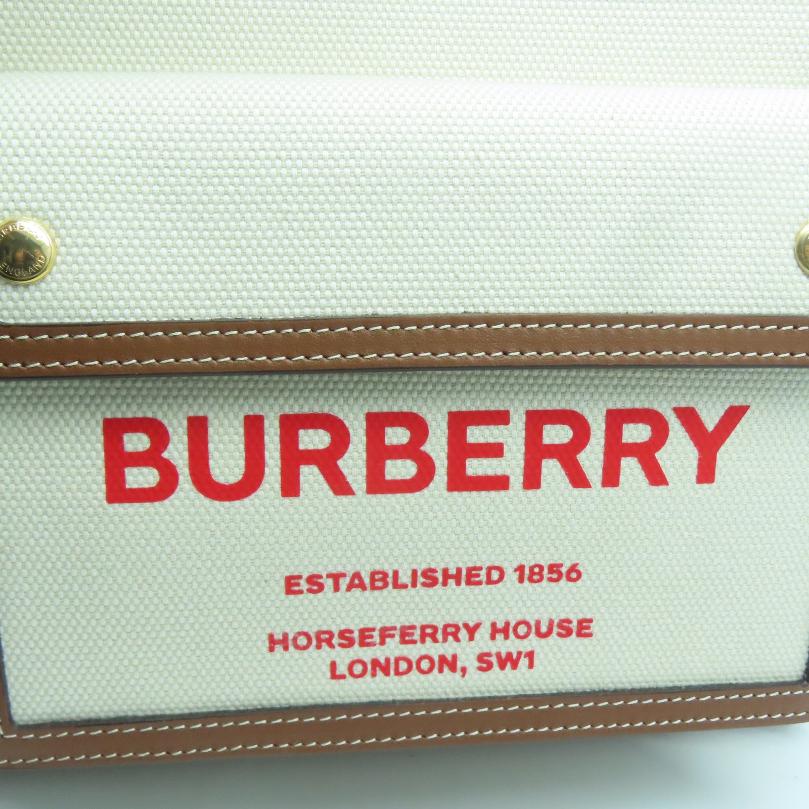 BURBERRY 皮革/帆布2 Way Shoulder Bag金扣手挽肩背兩用袋啡色/米色