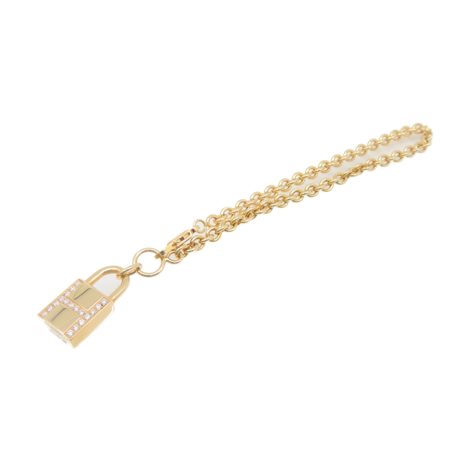 HERMES 18Km玫瑰金Amulettes Cadenas Blaceret手鏈