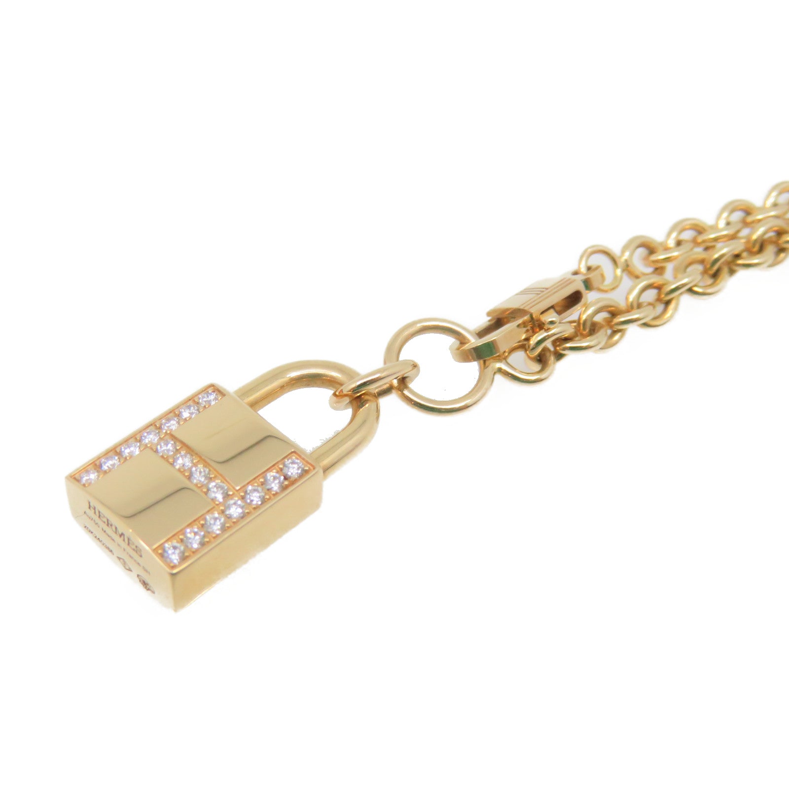 HERMES 18Km玫瑰金Amulettes Cadenas Blaceret手鏈