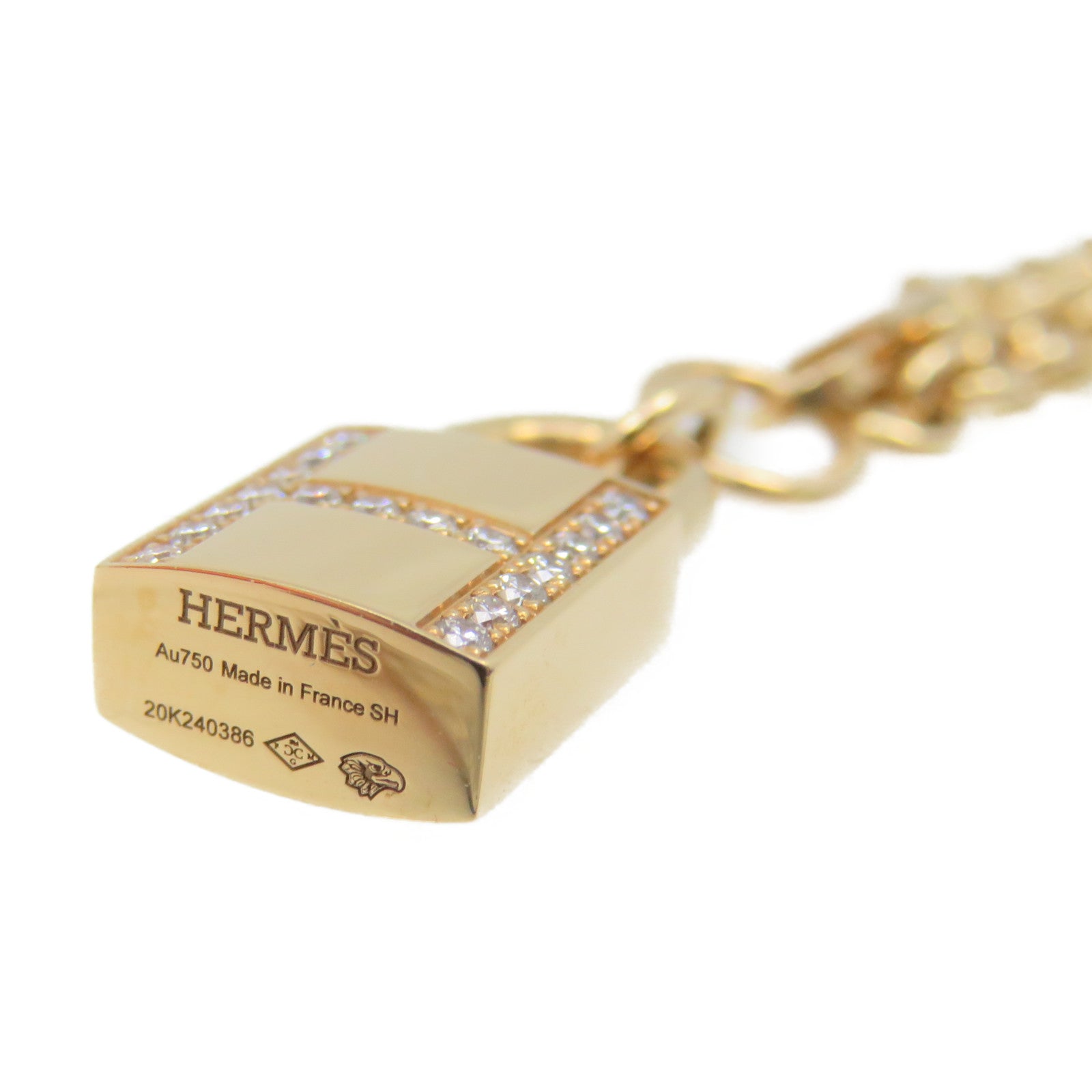 HERMES 18Km玫瑰金Amulettes Cadenas Blaceret手鏈