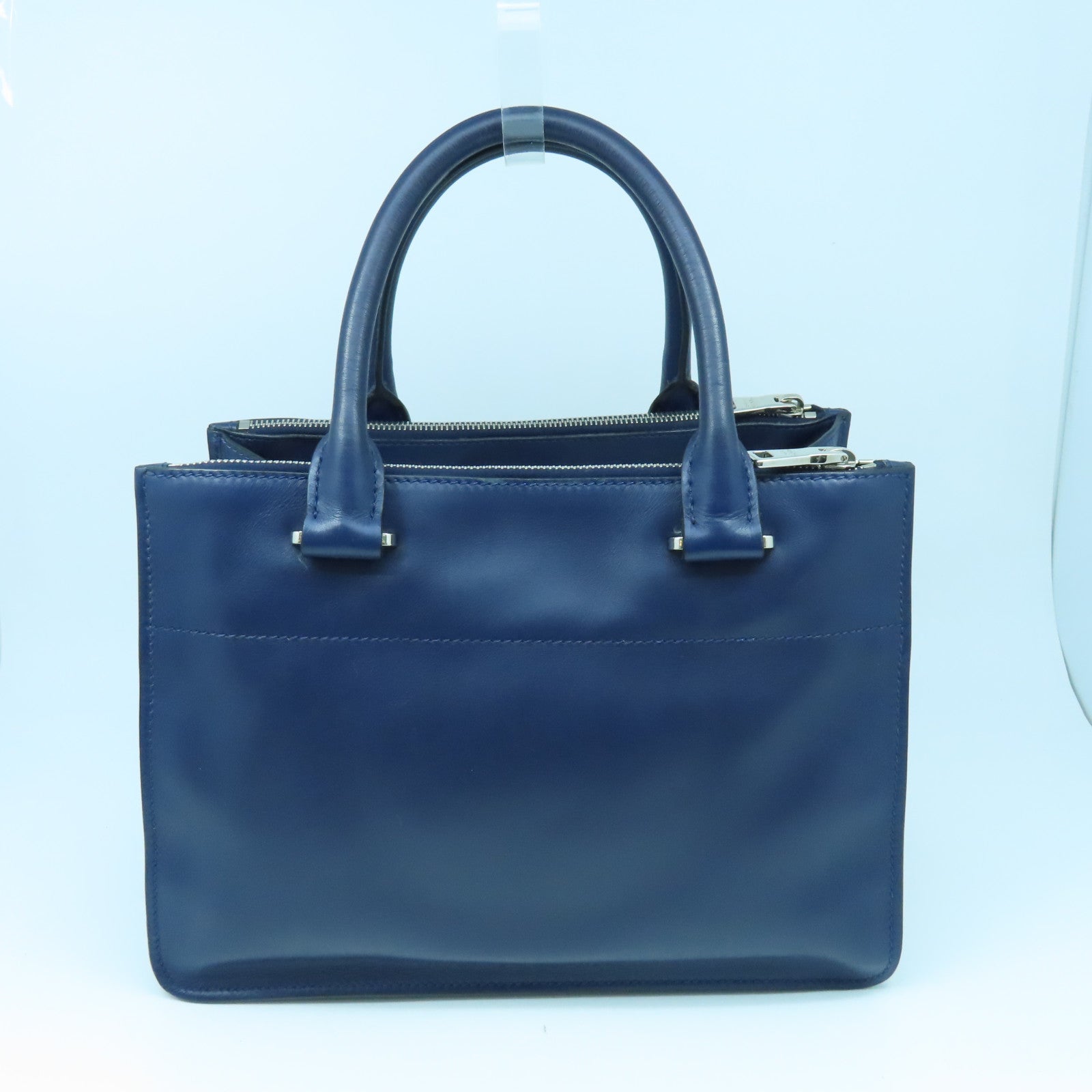 PRADA cowhide leather 2Way Bag silver buckle shoulder bag blue