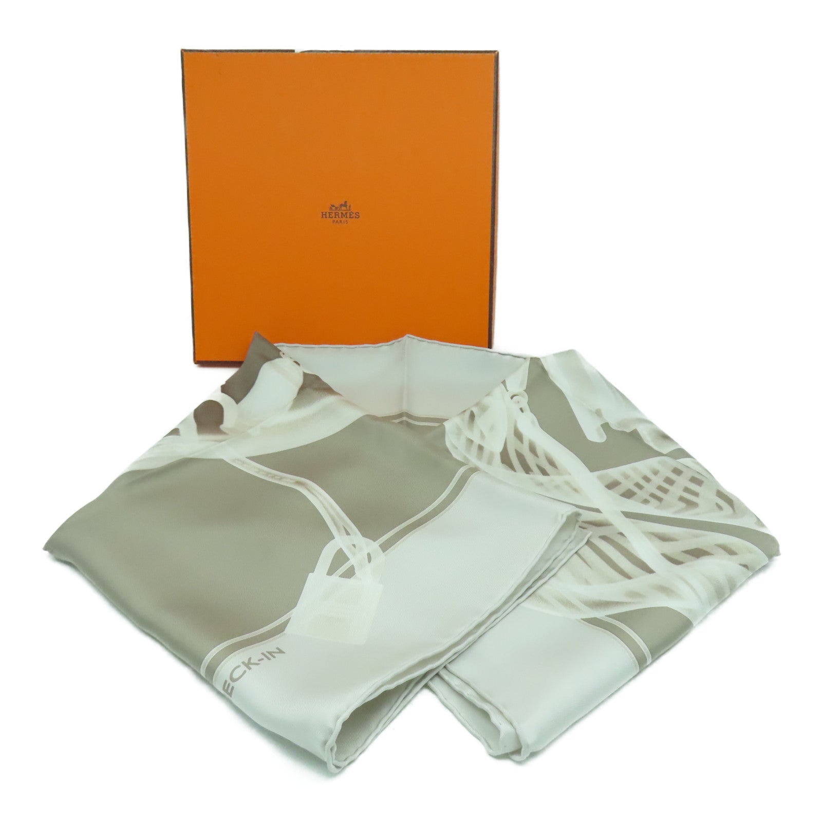 HERMES 絲質Scarf圍巾米色