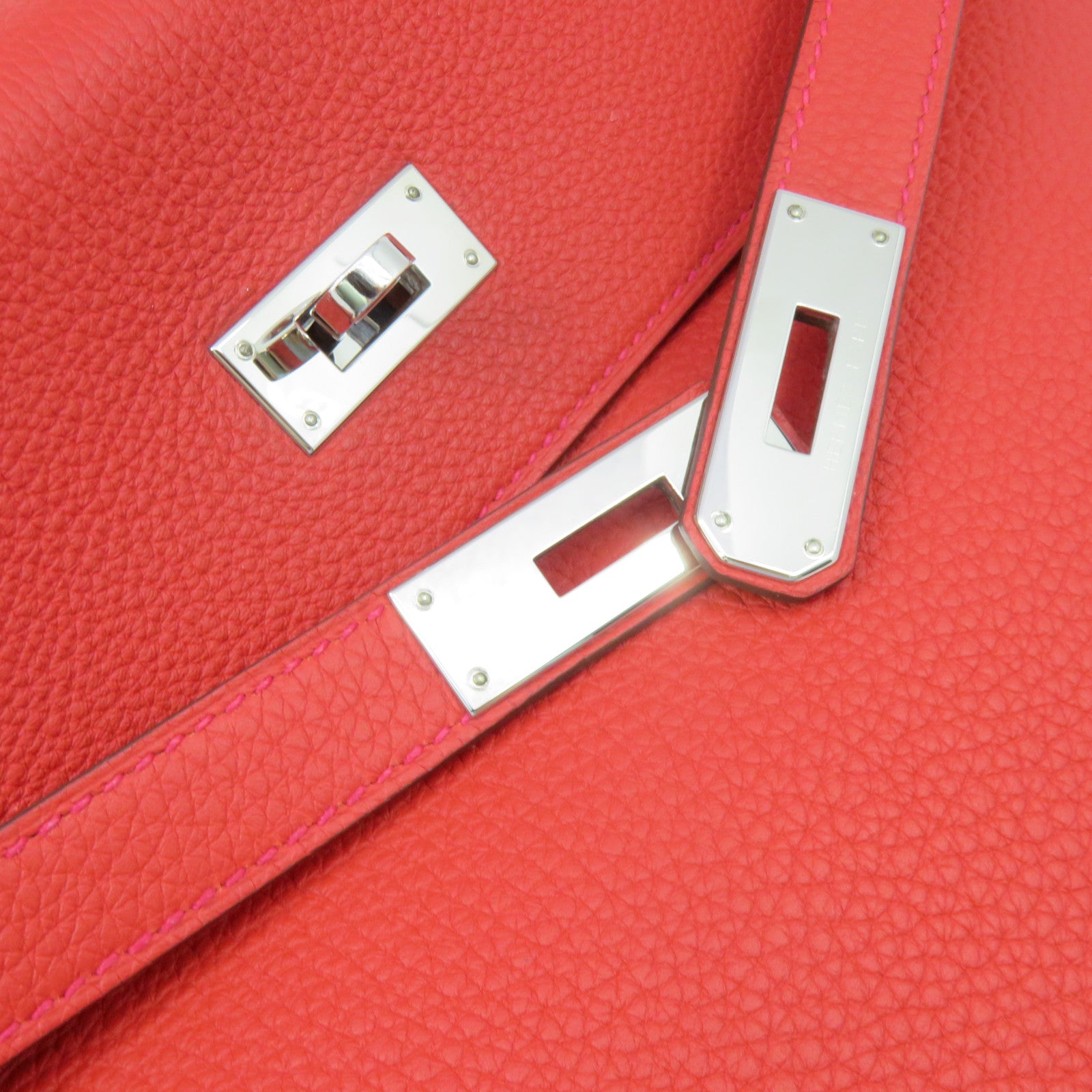 HERMES 【激減優惠】Togo皮革Kelly 35 2Way Shoulder Bag銀扣手挽肩背兩用袋Rouge Casaque紅色
