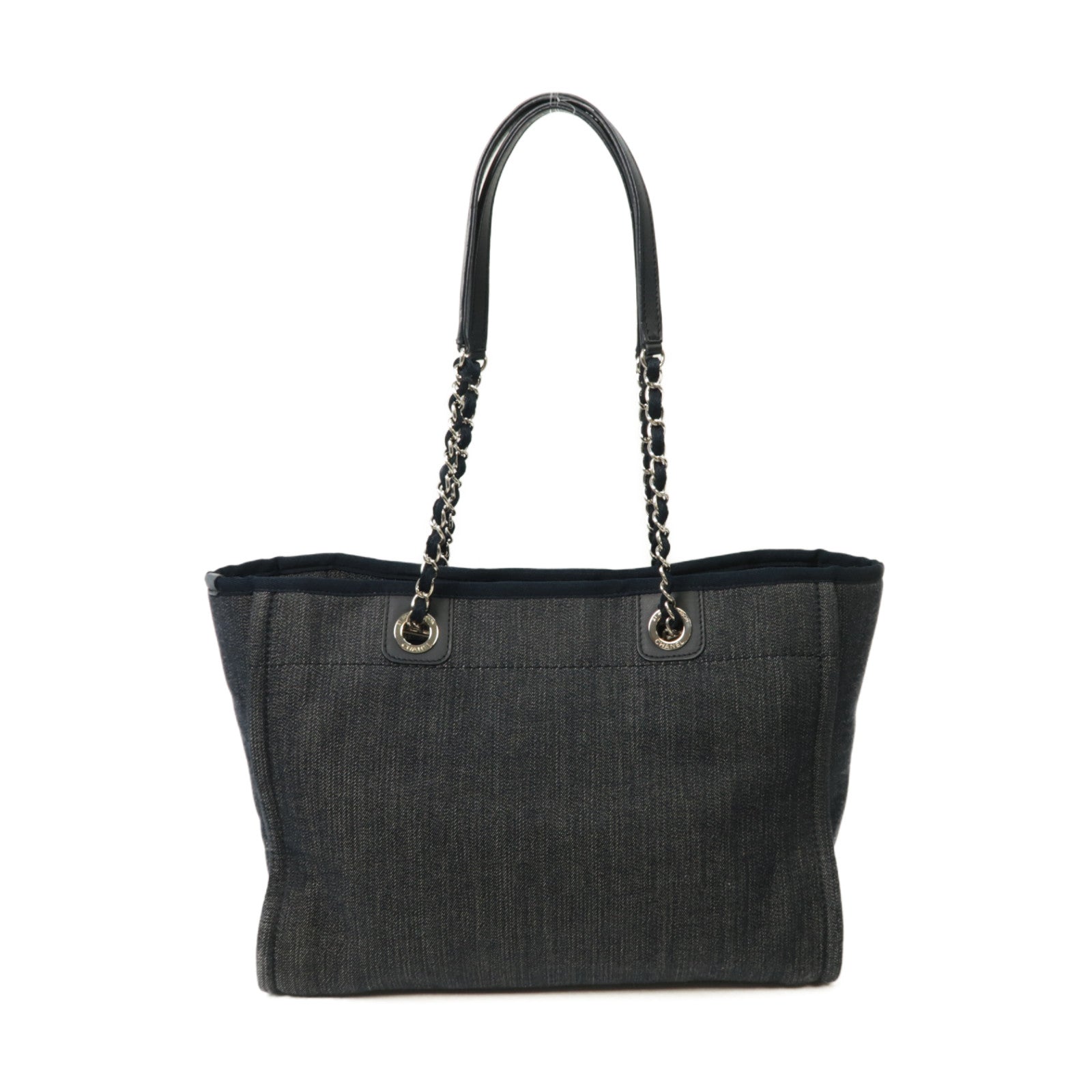CHANEL 牛仔布Tote Bag銀扣手挽袋藍色