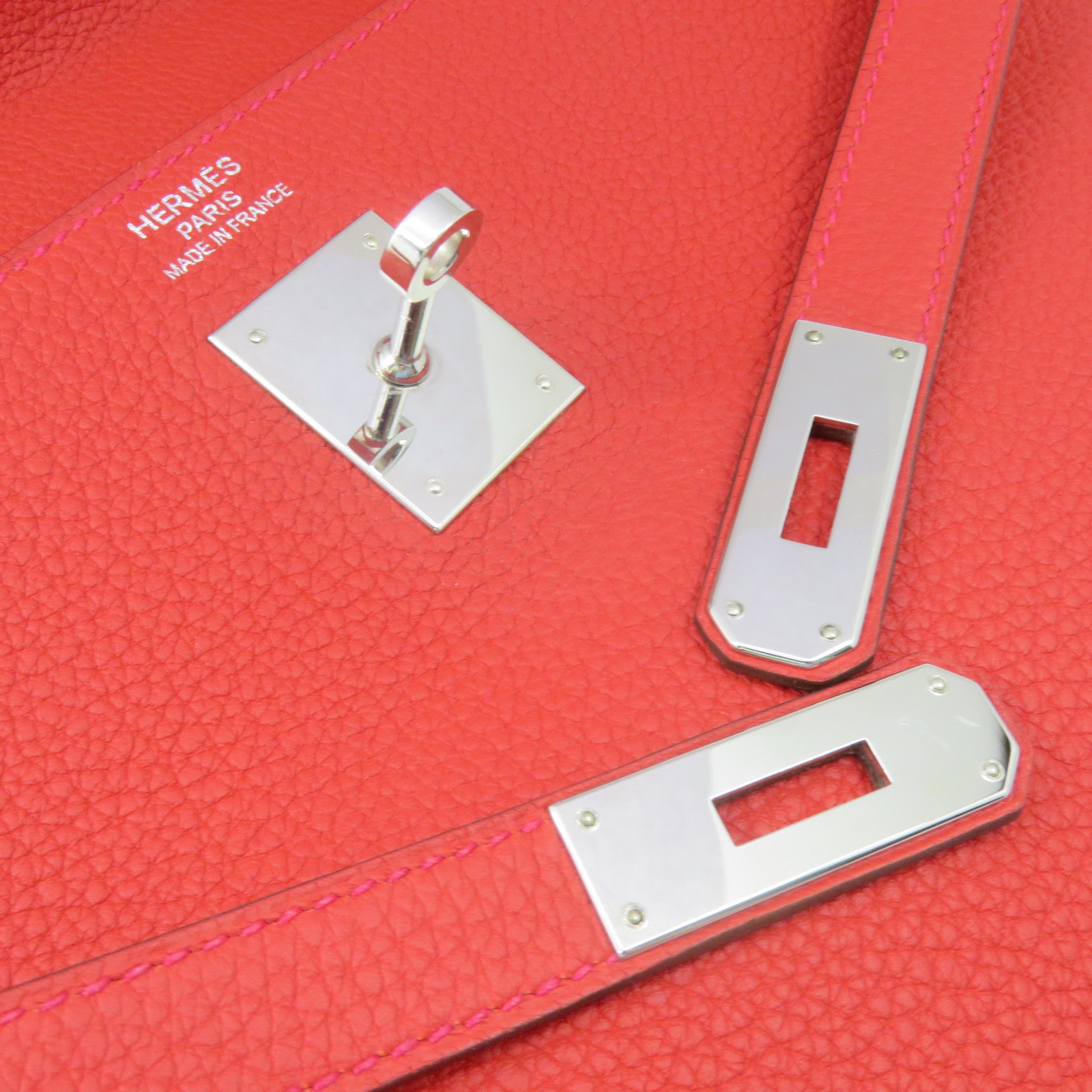 HERMES 【激減優惠】Togo皮革Kelly 35 2Way Shoulder Bag銀扣手挽肩背兩用袋Rouge Casaque紅色