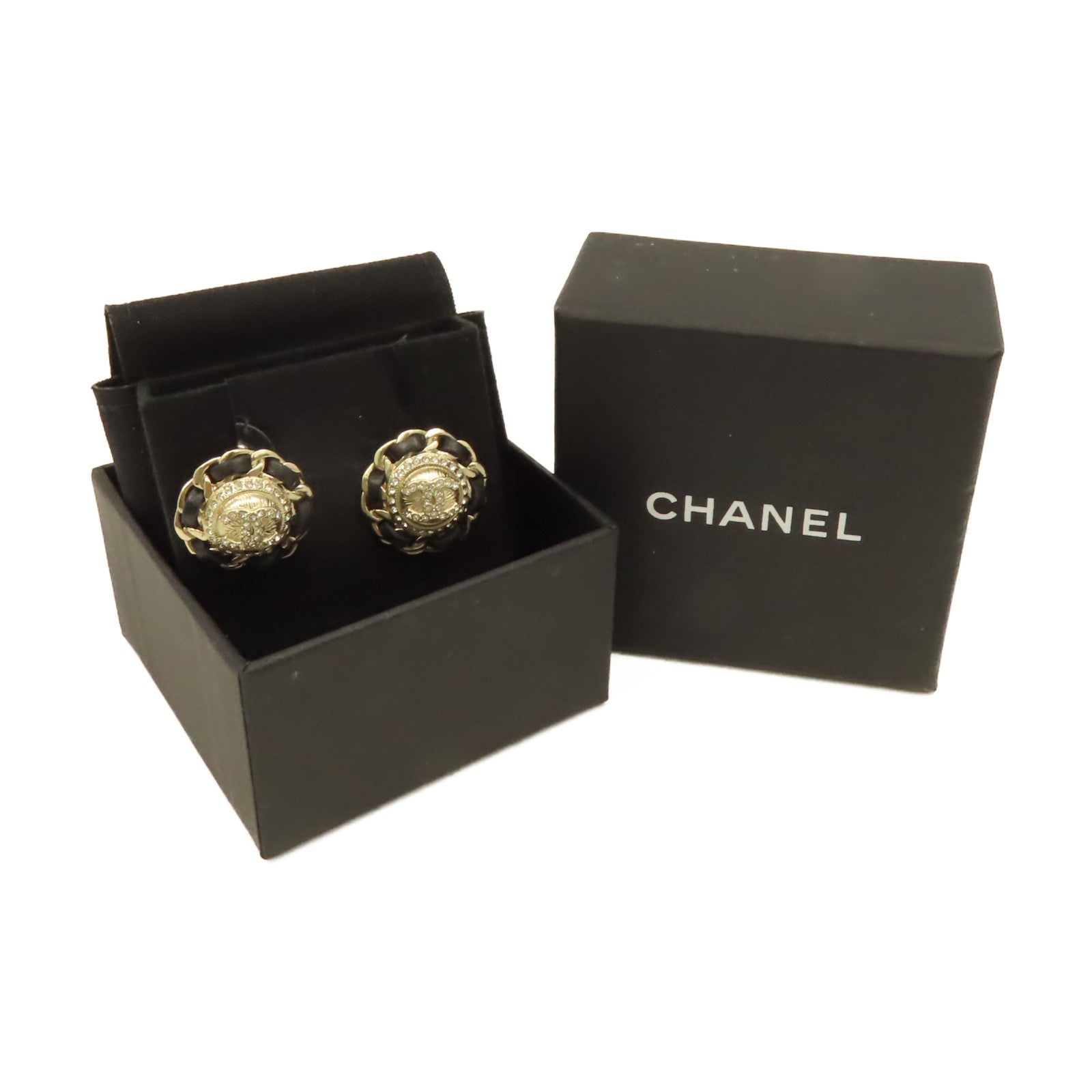 CHANEL 金屬CC Earrings耳環金色/黑色