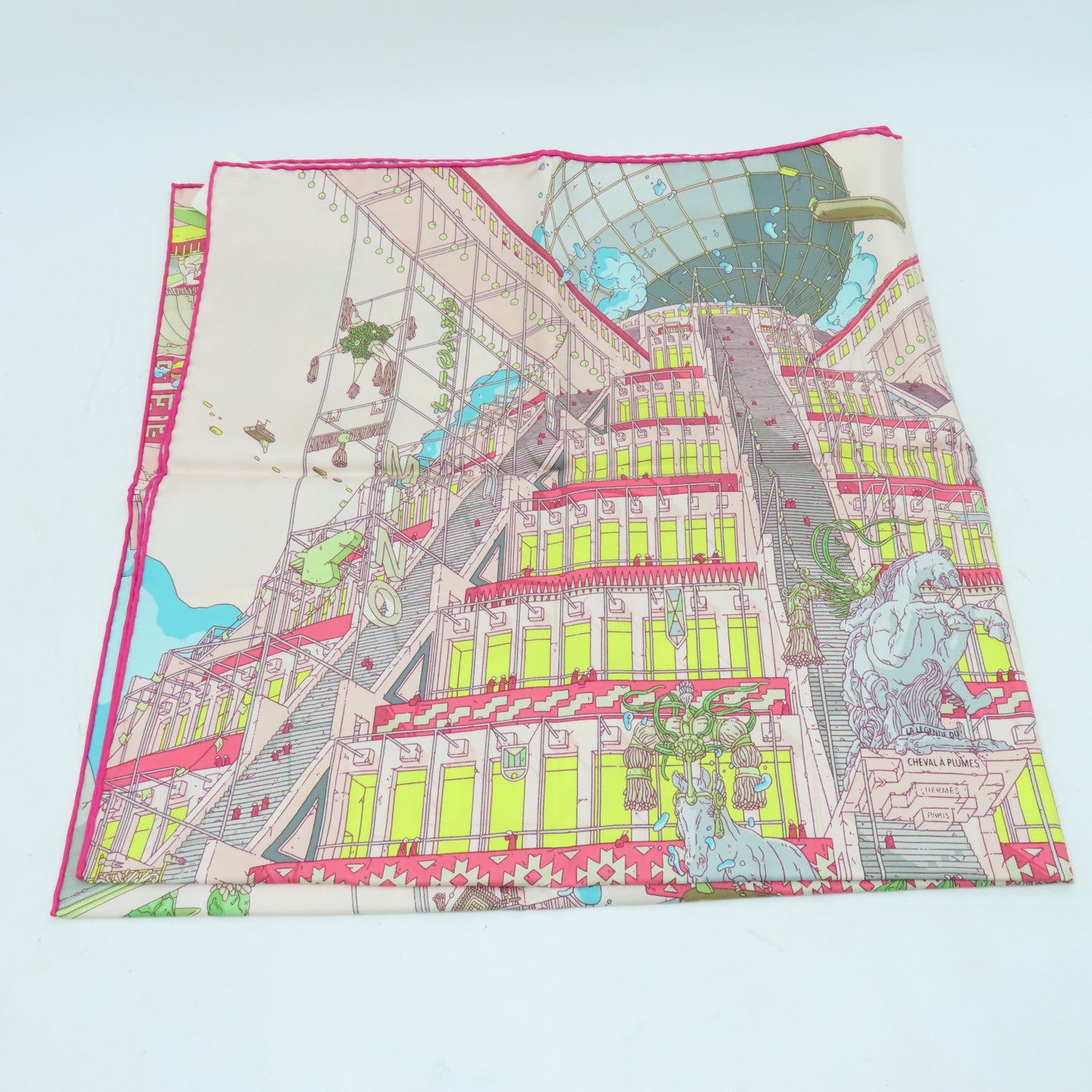 HERMES 絲質Scarf 90x90絲巾粉紅色/多色