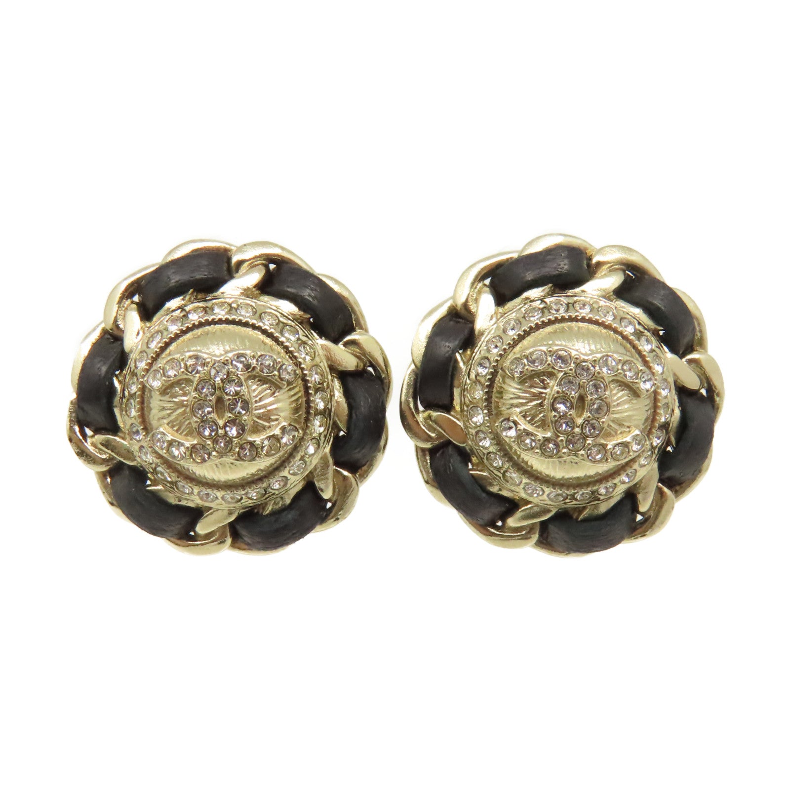 CHANEL 金屬CC Earrings耳環金色/黑色