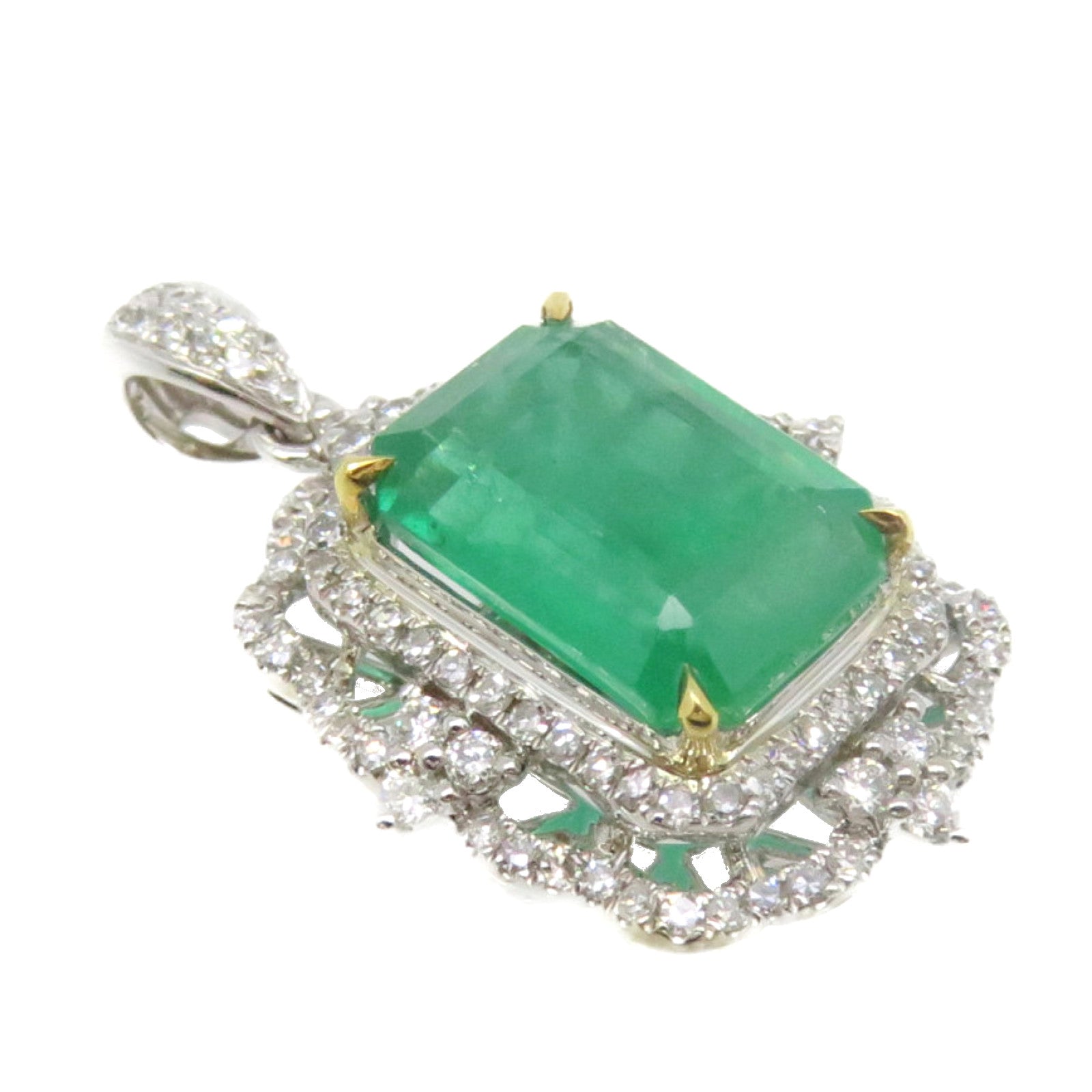 JEWELRY [Sharp Discount] 18K White Gold/2.92ct Emerald/Diamond Emerald Pendant Top Pendant Headband